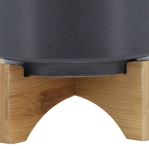 Designer × Homemade 8" PLANTER W/ WOOD STAND, MATTE GRAY Size US L / EU 52-54 / 3 - 8 Thumbnail