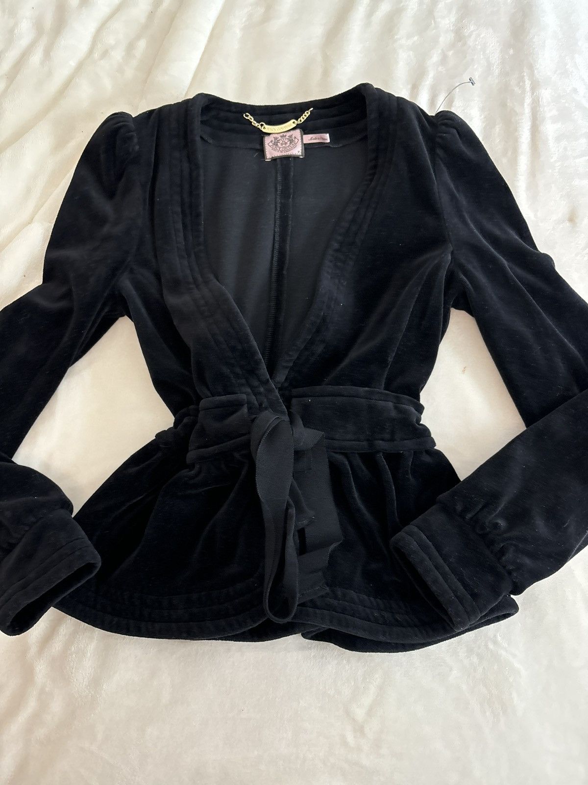Juicy Couture Vintage Juicy Couture Black Velour Peplum Hem Belt Tie Long Size M / US 6-8 / IT 42-44 - 2 Thumbnail