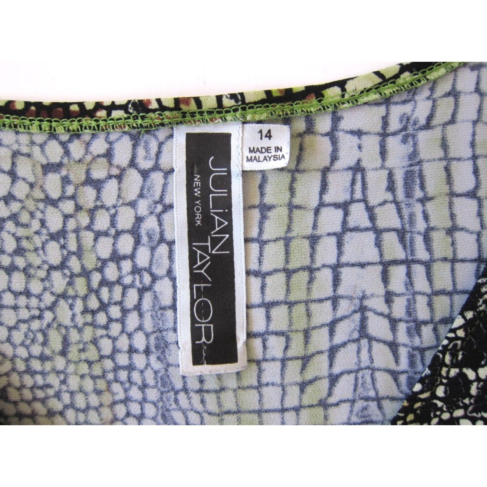 Vintage Julian Taylor New York Snake Print Sleeveless Shift Dress 14 Green Black Brown Size XL / US 12-14 / IT 48-50 - 4 Thumbnail