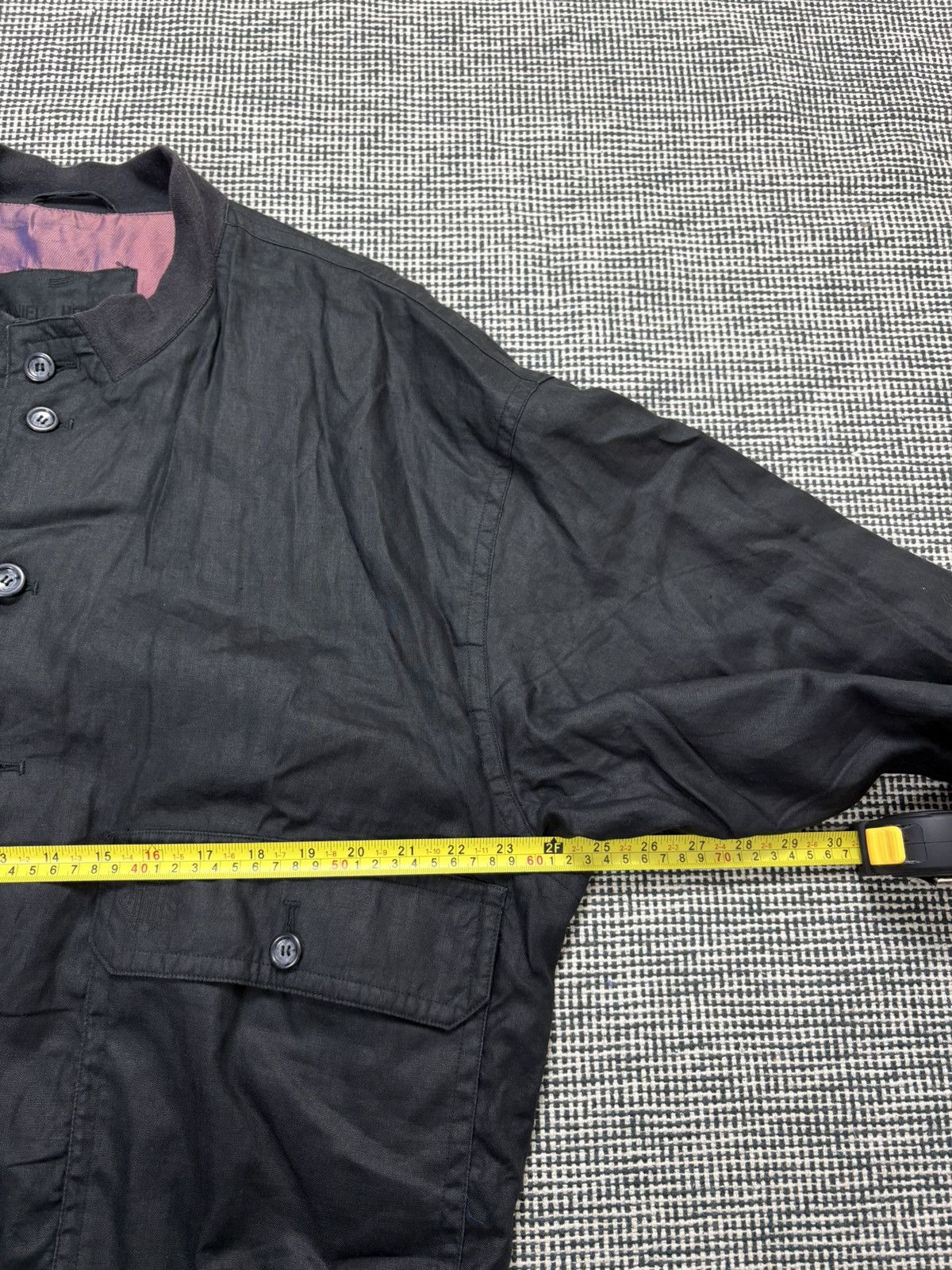 Other 100% linen black satin bomber jacket Daniel Hechter archive Size US L / EU 52-54 / 3 - 7 Thumbnail