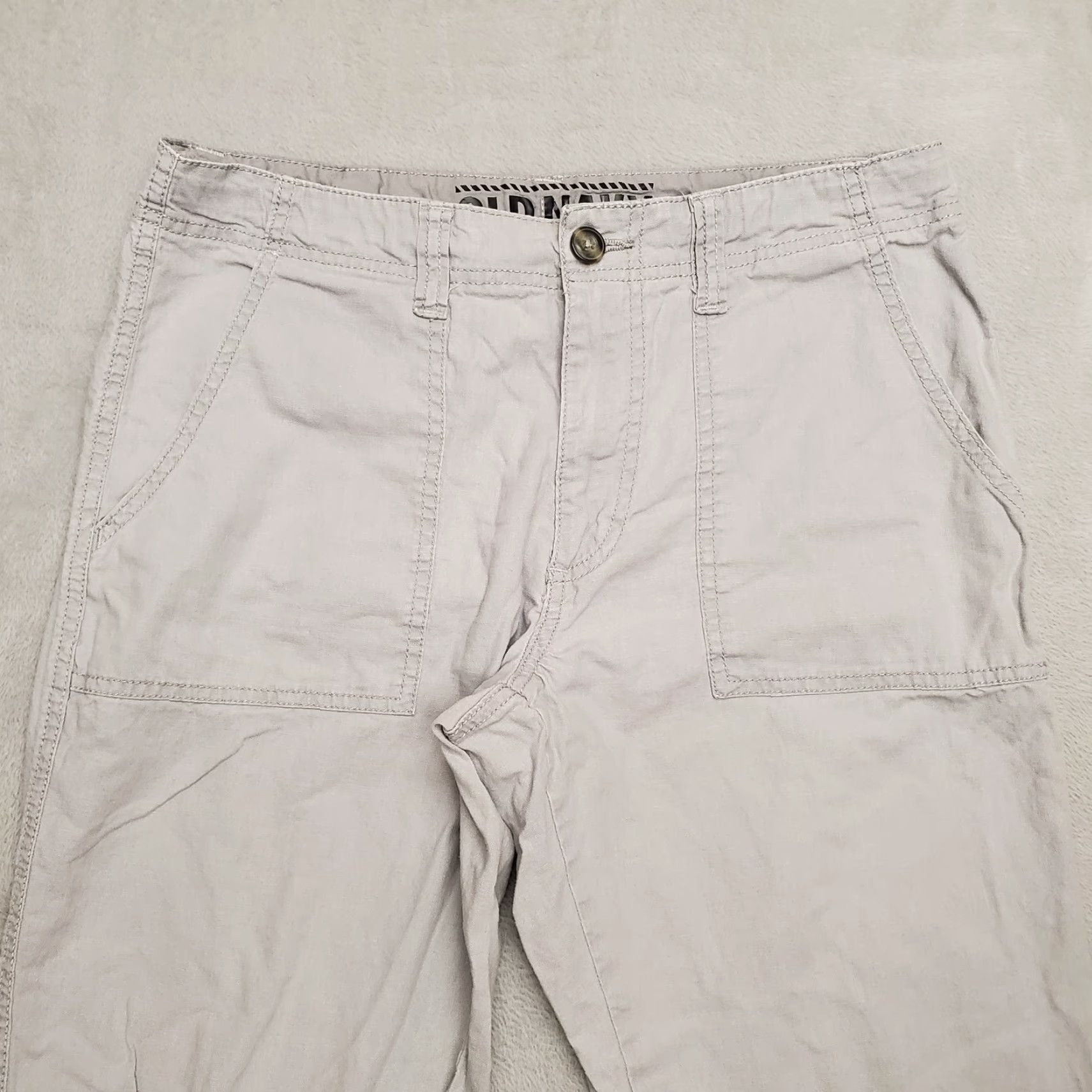 Old Navy Old Navy Linen Pants Womens Small Gray Cotton Flat Front Draw Zip Strings Chino Casual 30in Inseam Pockets Size 28" / US 6 / IT 42 - 2 Thumbnail