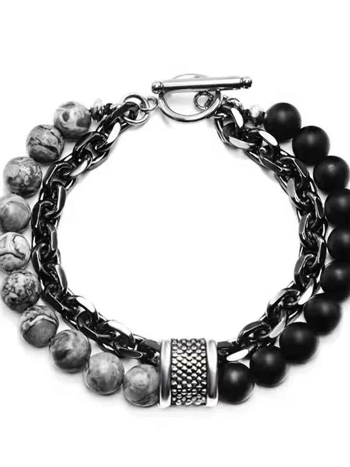 Other Punk Double Layer Beads and Chain Bracelet Size ONE SIZE - 3 Thumbnail