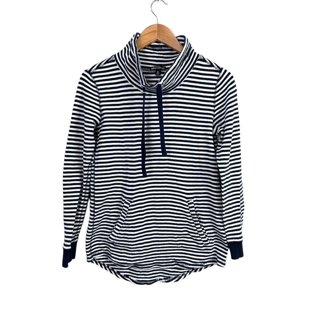 J.Crew J Crew Blue White Stripe Funnel Neck Tunic Waffle Knit XS Size XS / US 0-2 / IT 36-38 - 1 Thumbnail