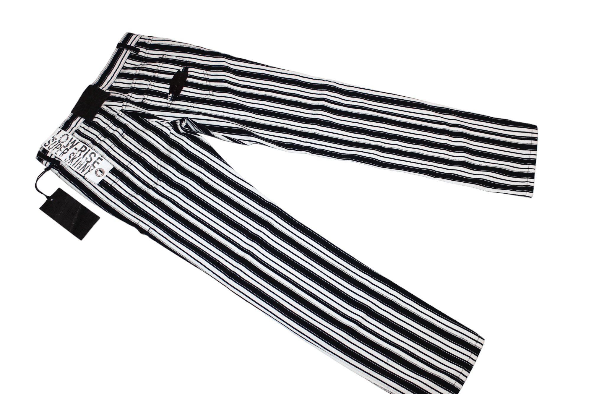 John Richmond Richmond Denim Low-Rise Super Skinny Striped Jeans Size US 31 - 7 Thumbnail