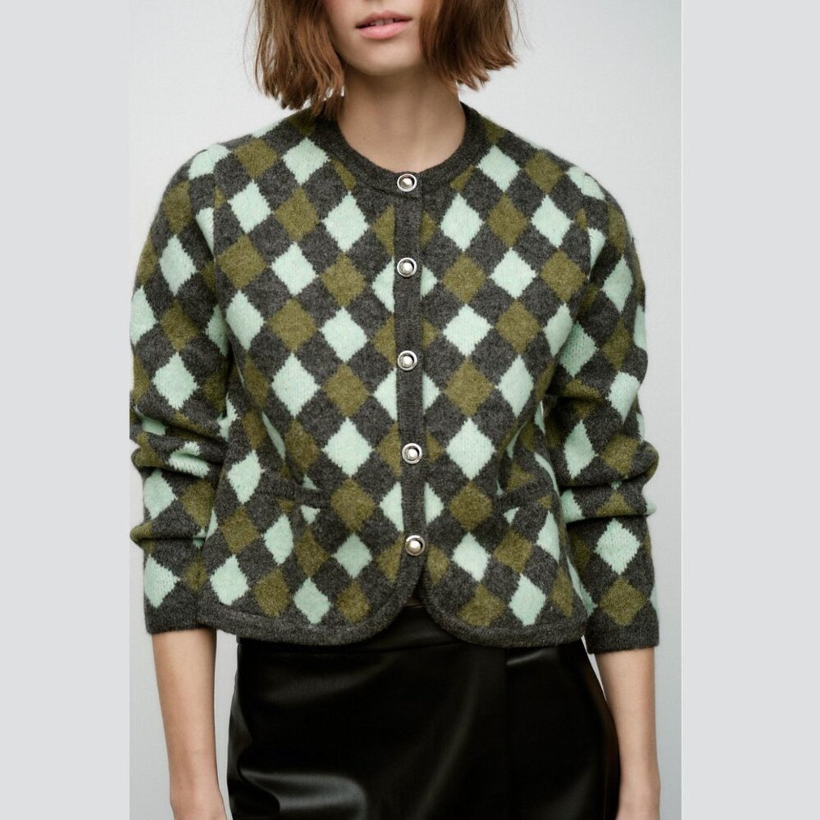 Zara ZARA women's Multicolored Jacquard Cardigan NWT Size L / US 10 / IT 46 - 10 Thumbnail