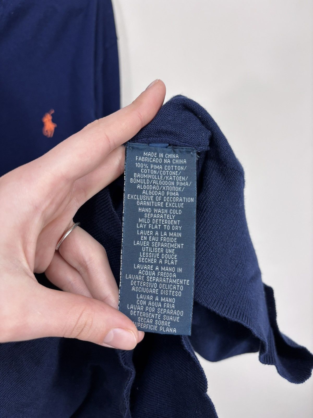 Polo Ralph Lauren Vintage Polo Ralph Lauren Blue Pima Cotton V-Neck Sweater Size US XXL / EU 58 / 5 - 7 Thumbnail