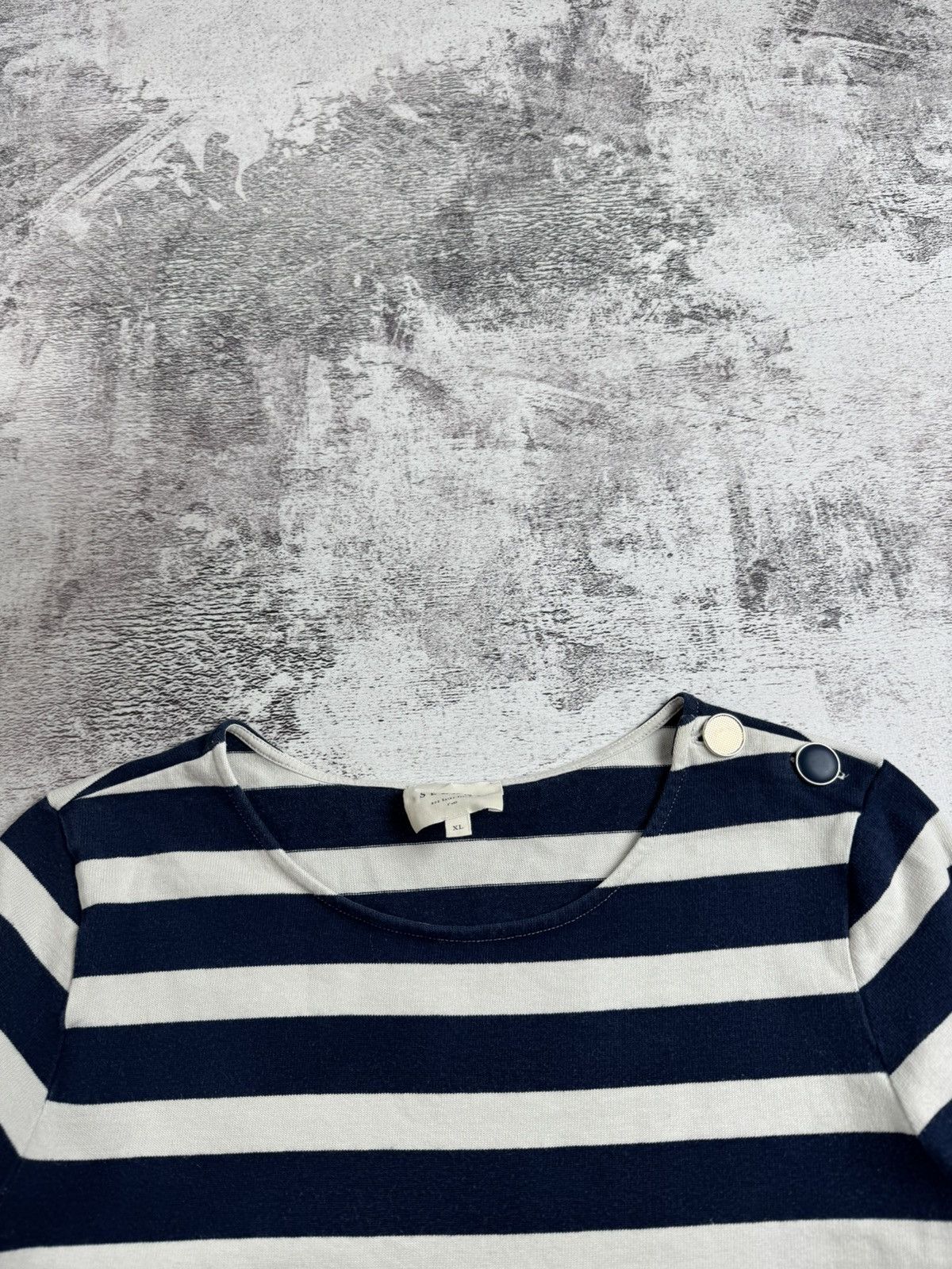 Sezane SEZANE Marina Cropped Crew Neck Cotton Striped Women’s XL Sweater Sweatshirt Size XL / US 12-14 / IT 48-50 - 9 Thumbnail