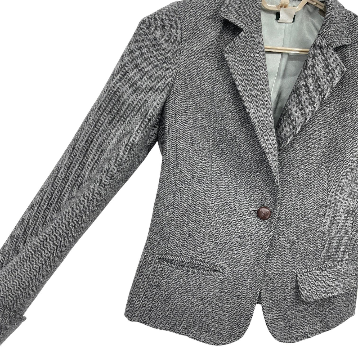 J.Crew J Crew Womens Herringbone Tweed Gray Black Blazer Jacket 2 Size S / US 4 / IT 40 - 3 Thumbnail