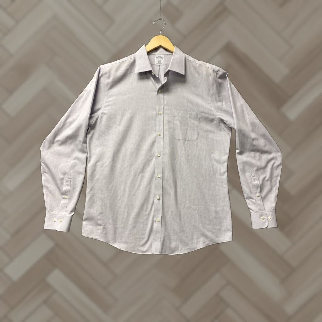 Brooks Brothers VINTAGE Brooks Brothers Regent Check Dress Shirt 16.5 Long Sleeve White Cotton Classic Fit Mens Size 42R - 1 Thumbnail