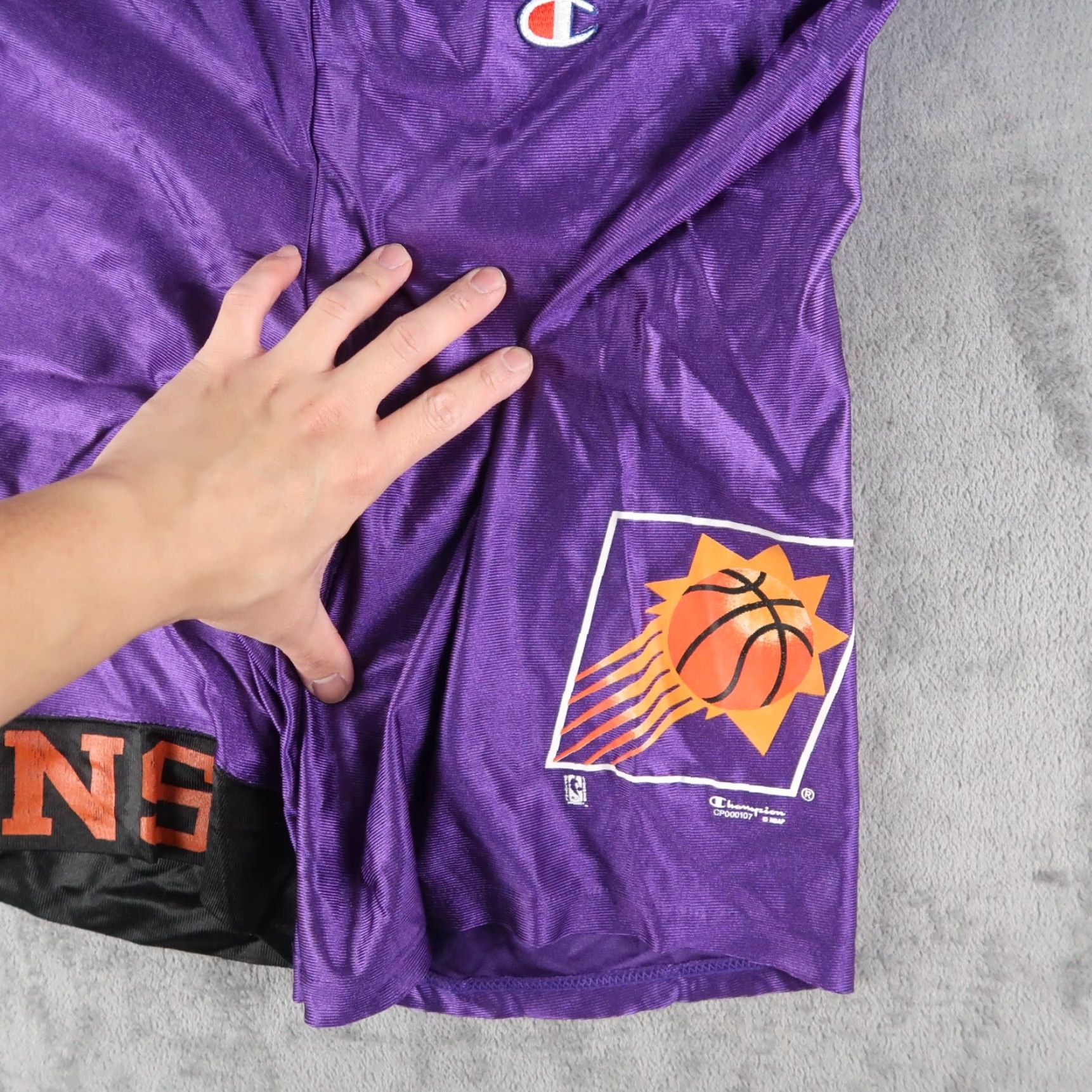 Champion VINTAGE Champion Basketball Shorts Mens XL Purple Drawstring 80s Phoenix Suns Athletic Nylon Size US 36 / EU 52 - 5 Thumbnail