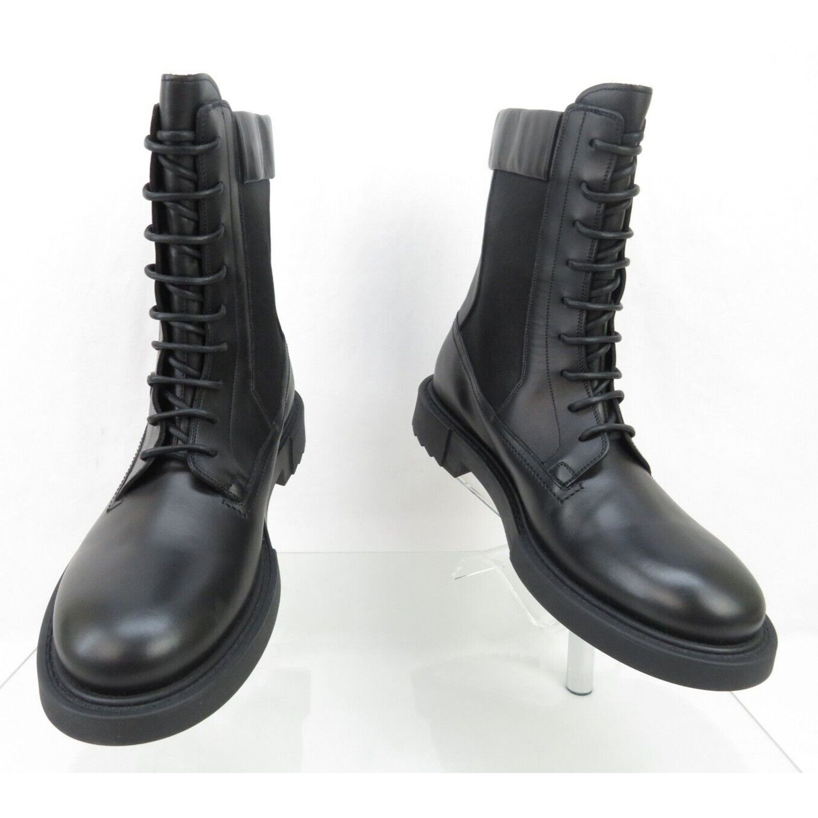 Salvatore Ferragamo NEW IGLESIAS BLACK LEATHER GANCINI LOGO COMBAT BOOTS 10.5 EE Size US 10.5 / EU 43-44 - 7 Thumbnail