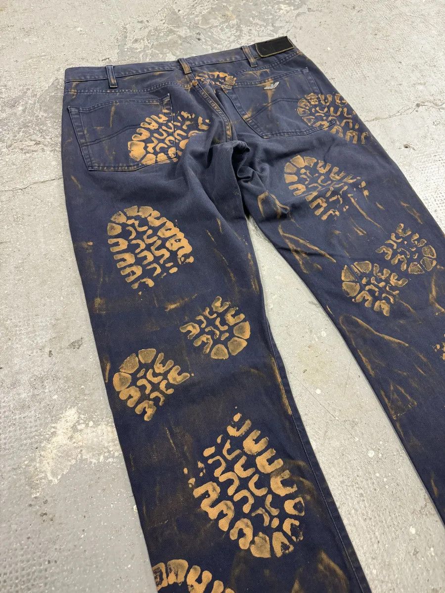 Armani 2000s Armani Navy & Orange Footprint Large Pants Size US 33 - 3 Thumbnail