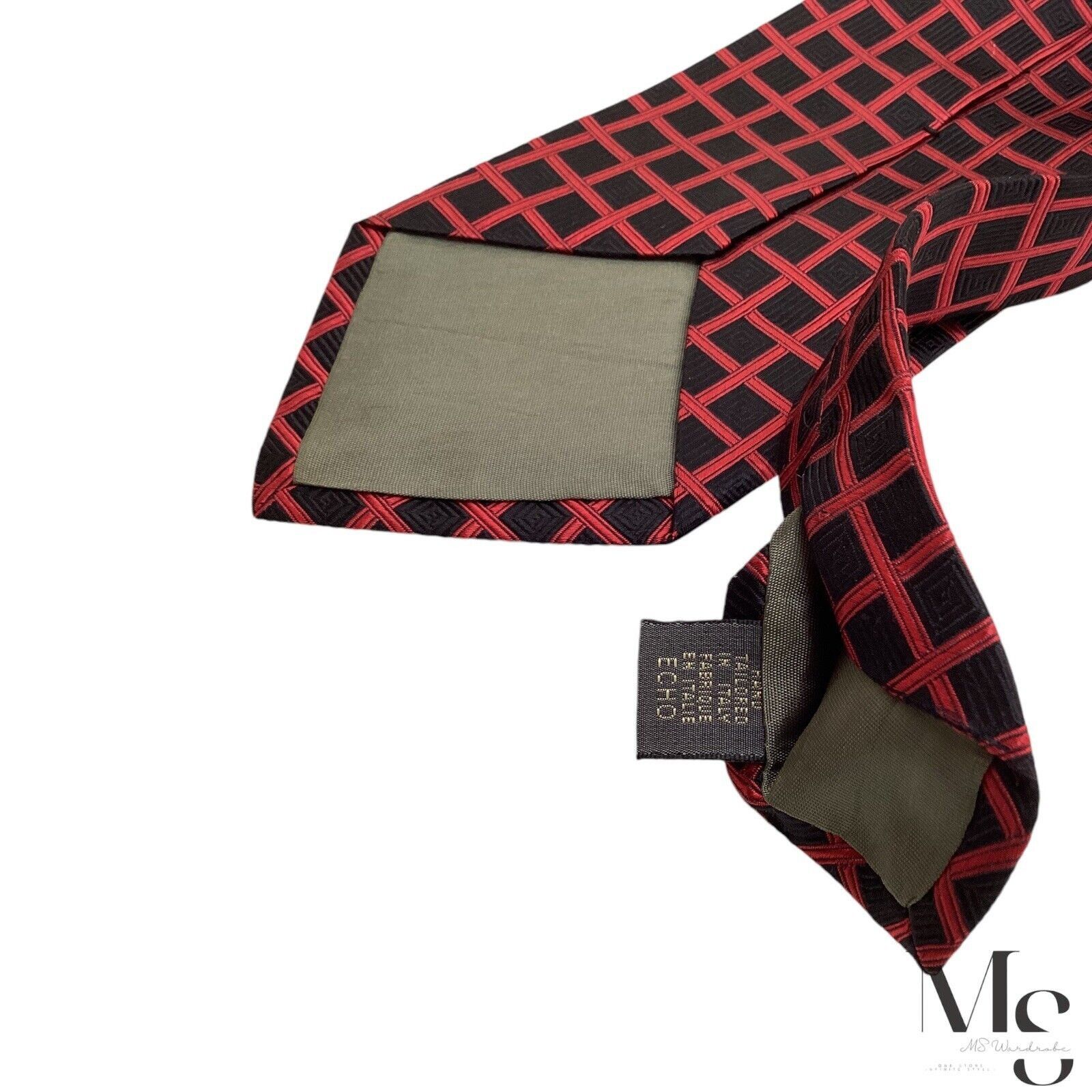 Other ECHO XL Red & Black Geometric Silk Tie Hand Tailored In Ital Size ONE SIZE - 5 Thumbnail