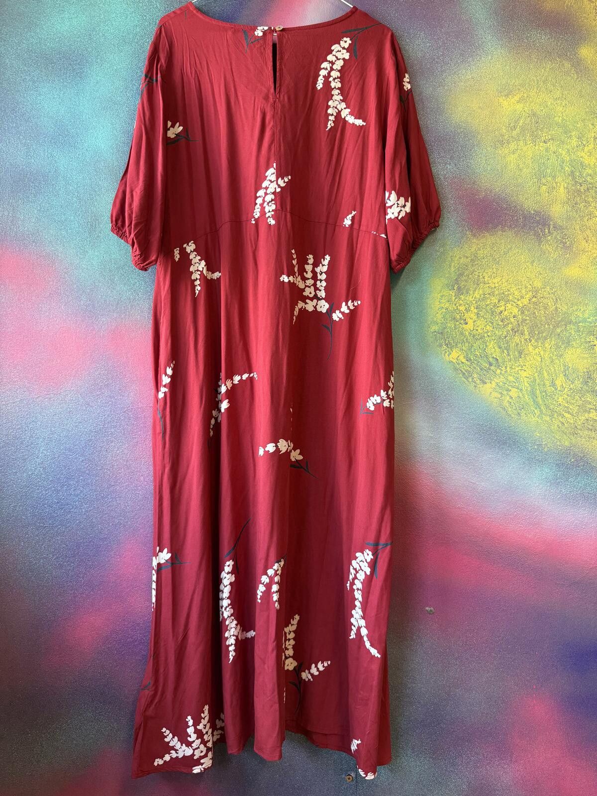 Other Weird Fish Red Botanical Boho Cottagecore Midi Dress 🍓 Size XL / US 12-14 / IT 48-50 - 3 Thumbnail