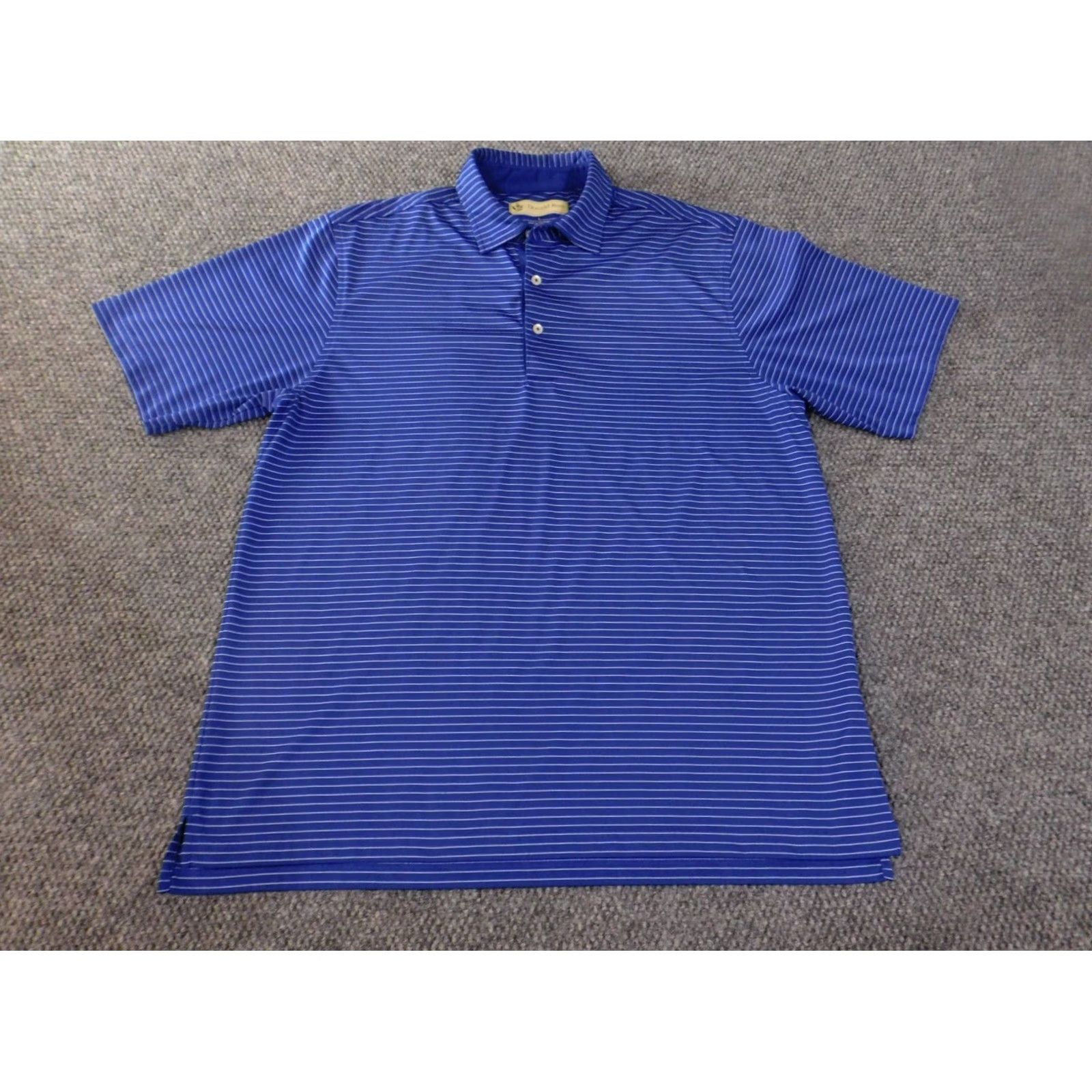 Vintage Donald Ross Polo Shirt Mens Blue Striped Short Sleeve Knit Sports Performance Golf Size US L / EU 52-54 / 3 - 2 Thumbnail