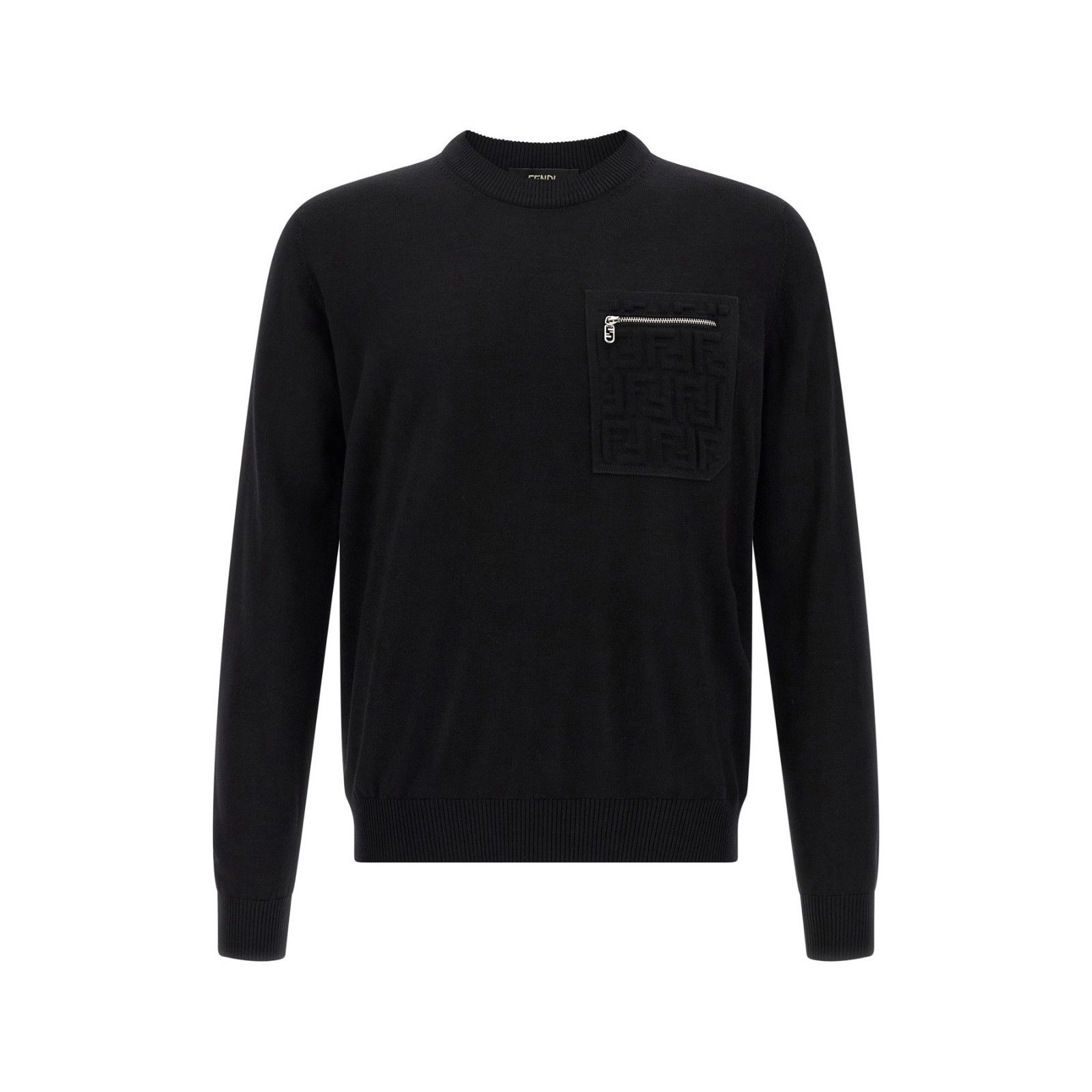 FENDI Black FF Wool Sweater New )