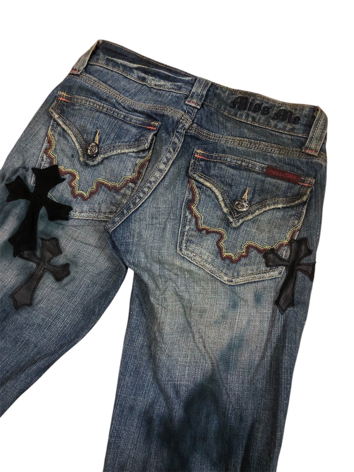 Designer × Japanese Brand × Miss Me Vintage Miss Me Denim Jeans Leather Cross Patches Size 28" / US 6 / IT 42 - 16 Thumbnail