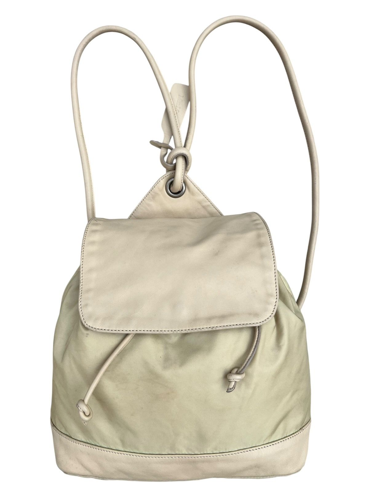 Leather Vintage MaxMara Scratches Patina Leather Nylon Backpack Size ONE SIZE - 2 Thumbnail