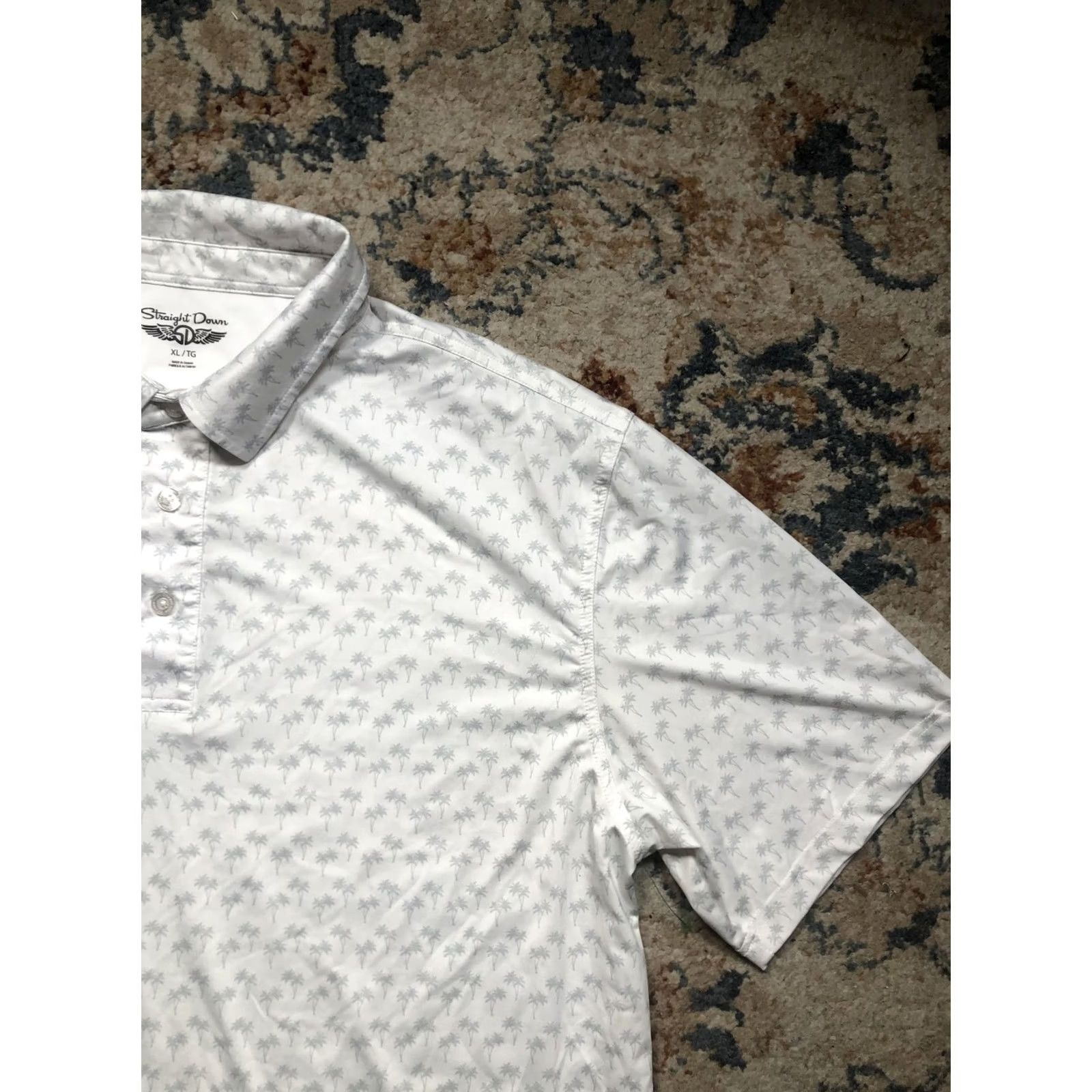 Vintage Straight Down Polo Shirt Mens XL White Palm Tree Print Golf Performance Casual Size US XL / EU 56 / 4 - 4 Thumbnail