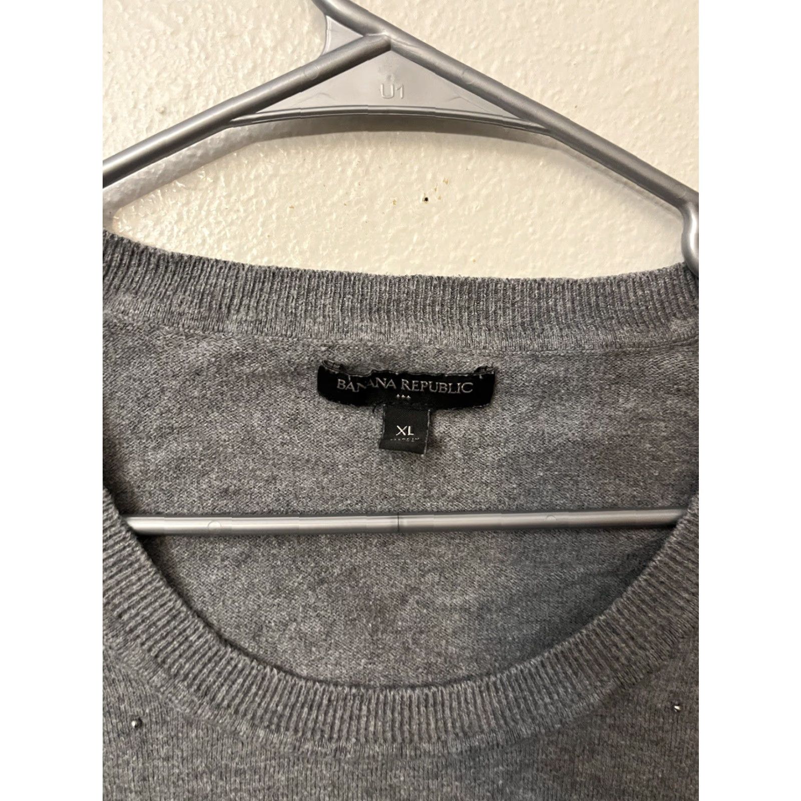 Banana Republic BANANA REPUBLIC SWEATER | Studded Gray Cotton Blend PULLOVER WOMEN'S M Size M / US 6-8 / IT 42-44 - 2 Thumbnail