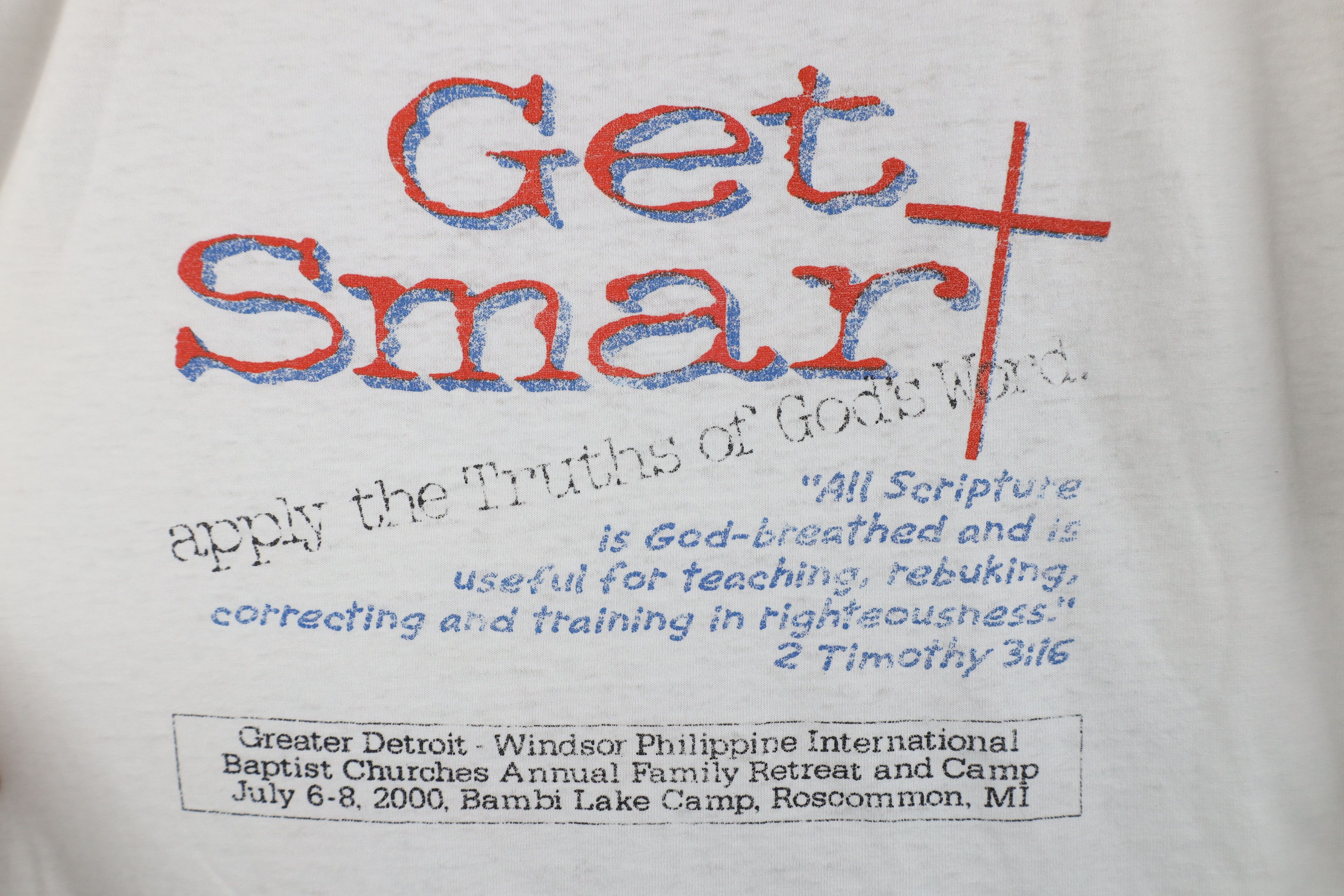 Vintage Vintage Y2K 2000 Soft Get Smart Gods Word Christian T-Shirt Size US L / EU 52-54 / 3 - 4 Thumbnail