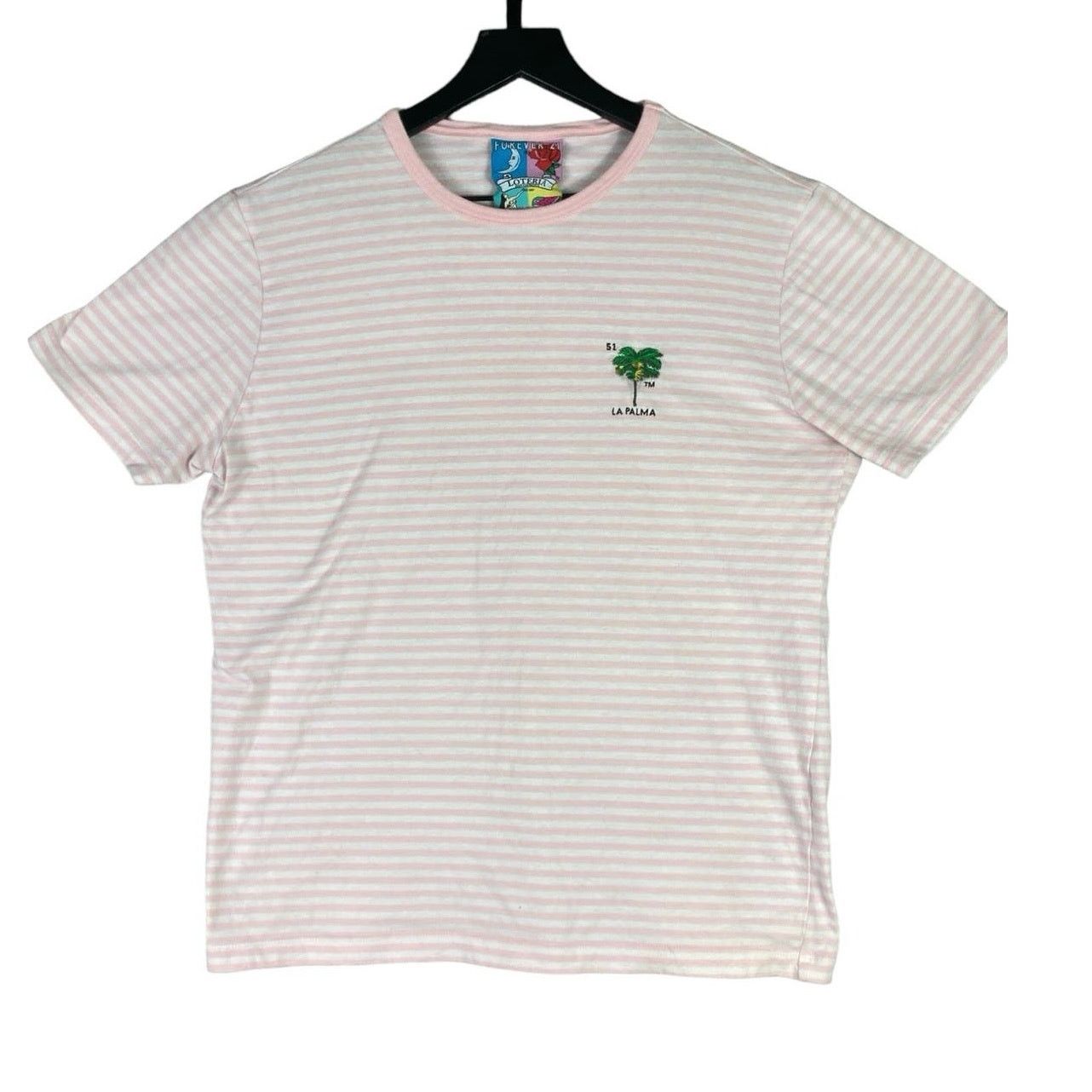 Forever 21 Loteria x Forever 21 Men's M Pink Striped Embroidered Casual Size US M / EU 48-50 / 2 - 1 Thumbnail