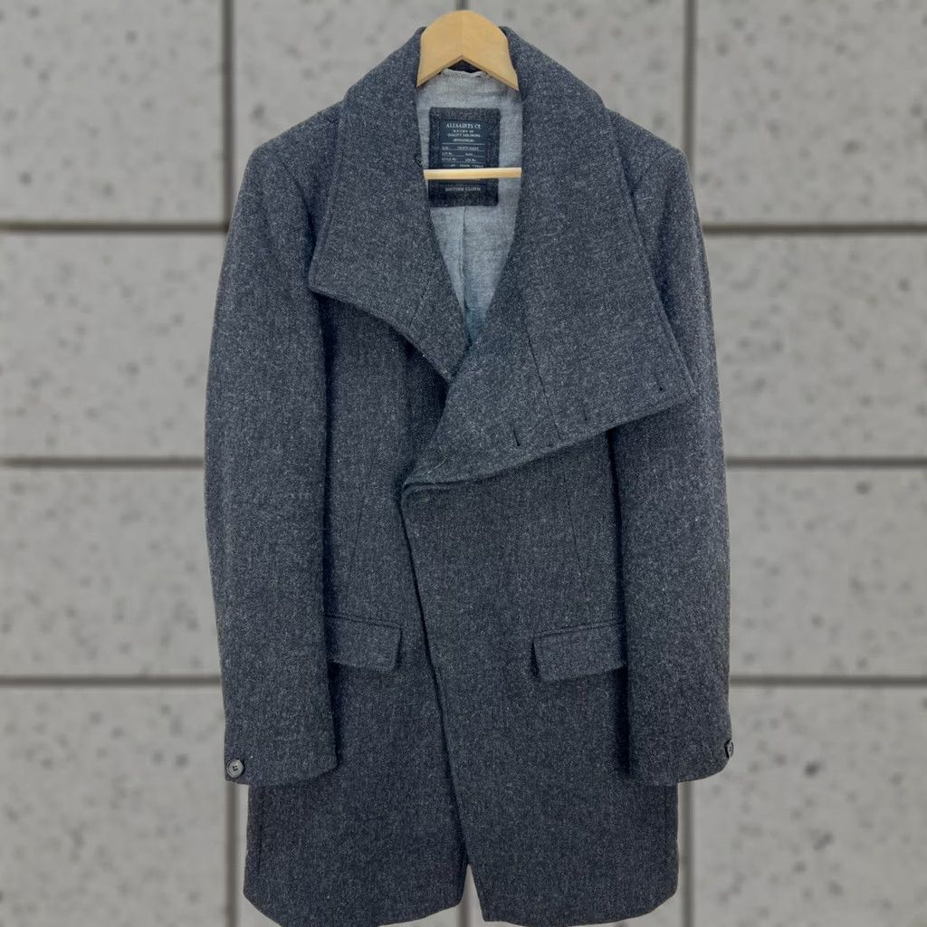 Allsaints AllSaints Compton Coat Men’s Grey 100% Wool Asymmetric Draped Jacket M Gray Wool Coat Mens Size US M / EU 48-50 / 2 - 1 Thumbnail