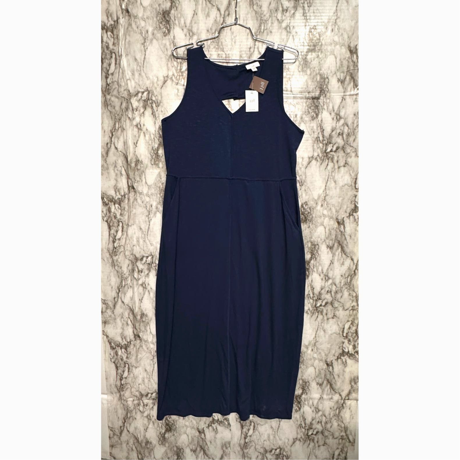 J. Jill J. Jill Womens Blue Maxi Dress V-Neck Sleeveless Petite Small  Cotton | Grailed