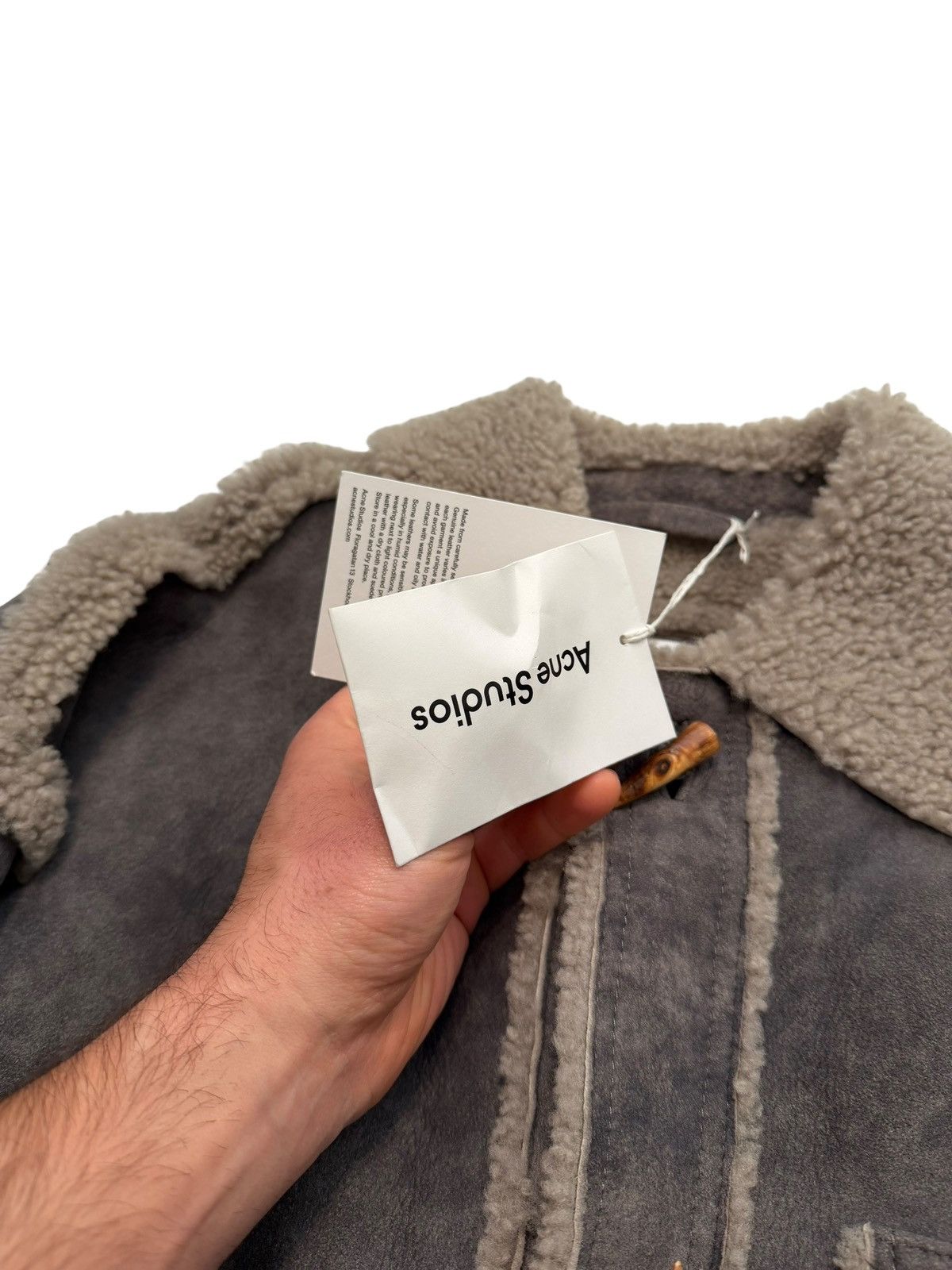 Acne Studios $3100 Gray Paneled French Lamb Shearling Jacket Size US S / EU 44-46 / 1 - 7 Thumbnail