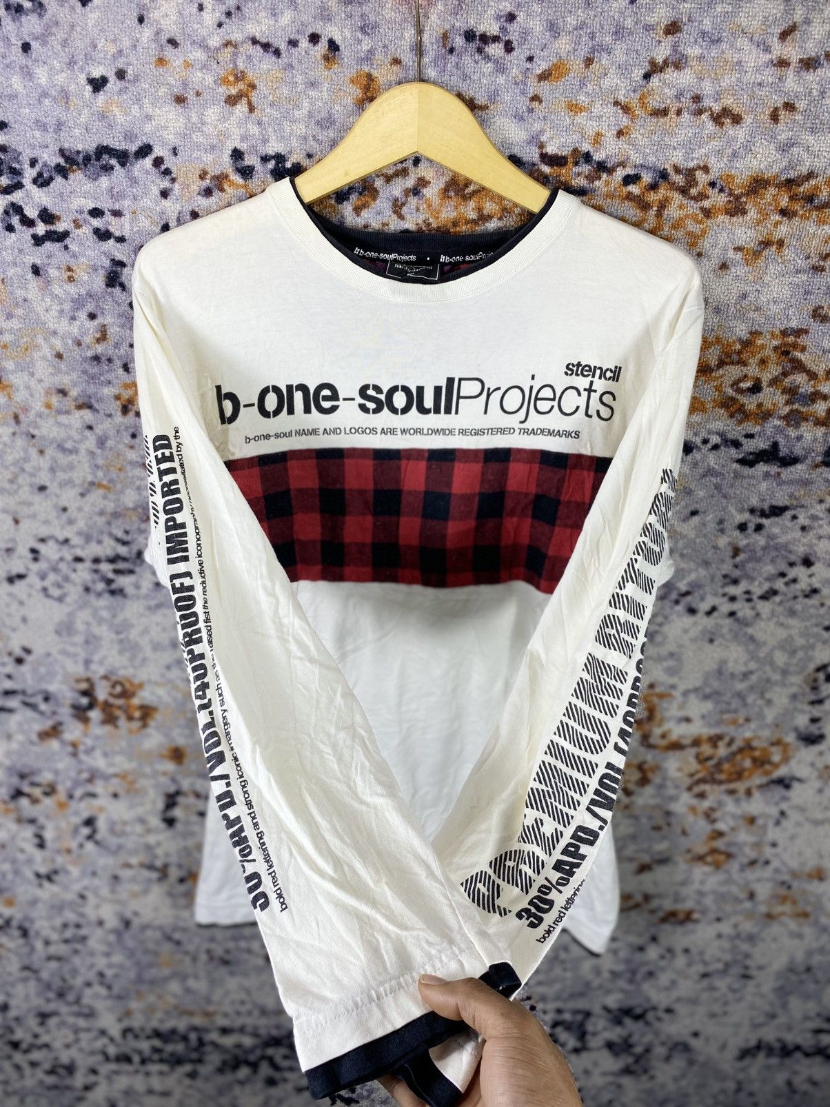 Japanese Brand × Vintage STENCIL B-ONE-SOUL PROJECTS Y2K DOUBLE LAYER LONG SLEEVE Size US L / EU 52-54 / 3 - 2 Thumbnail