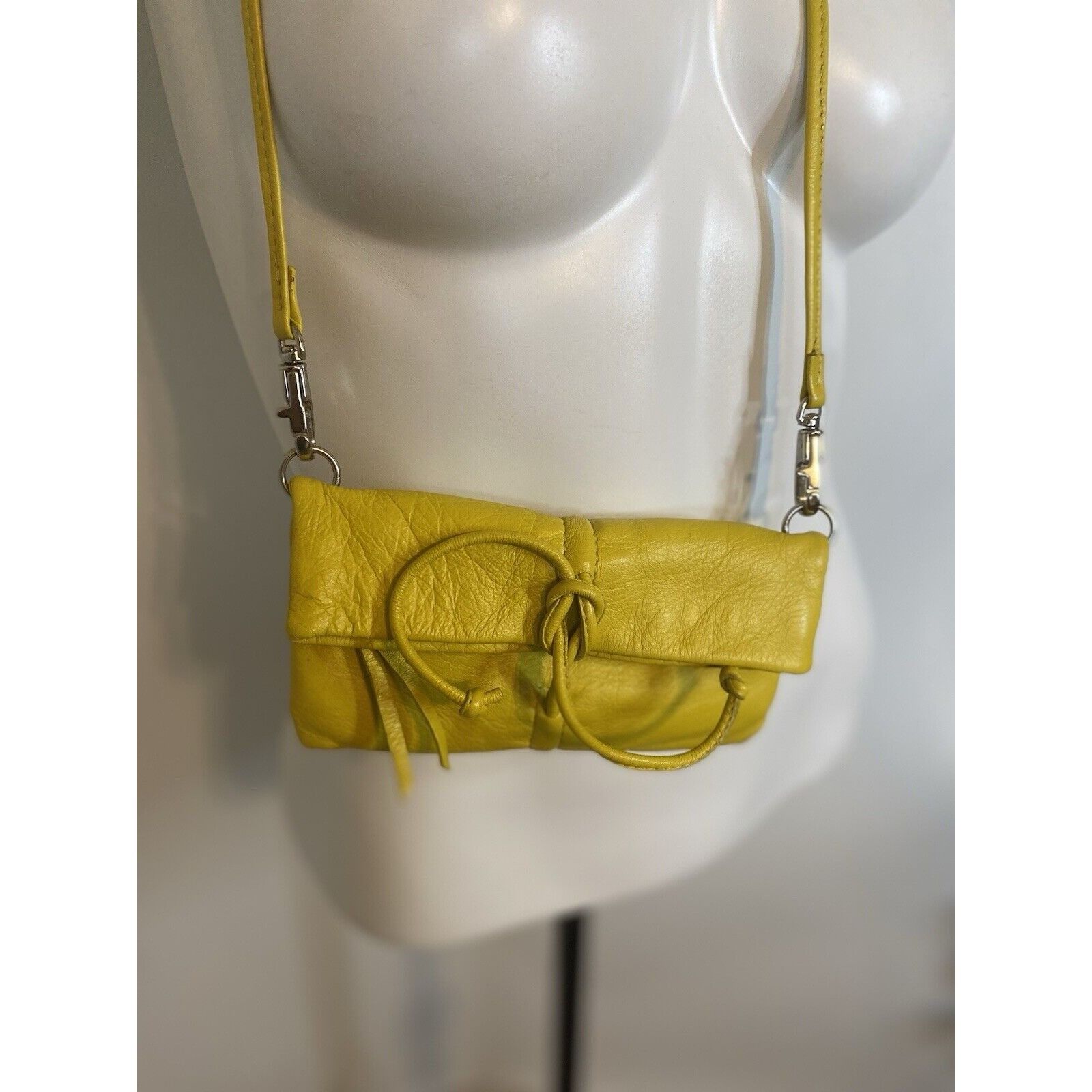 Vintage Arezzo Yellow Leather Small Crossbody Shoulder Bag Clutch Ad Size ONE SIZE - 7 Thumbnail