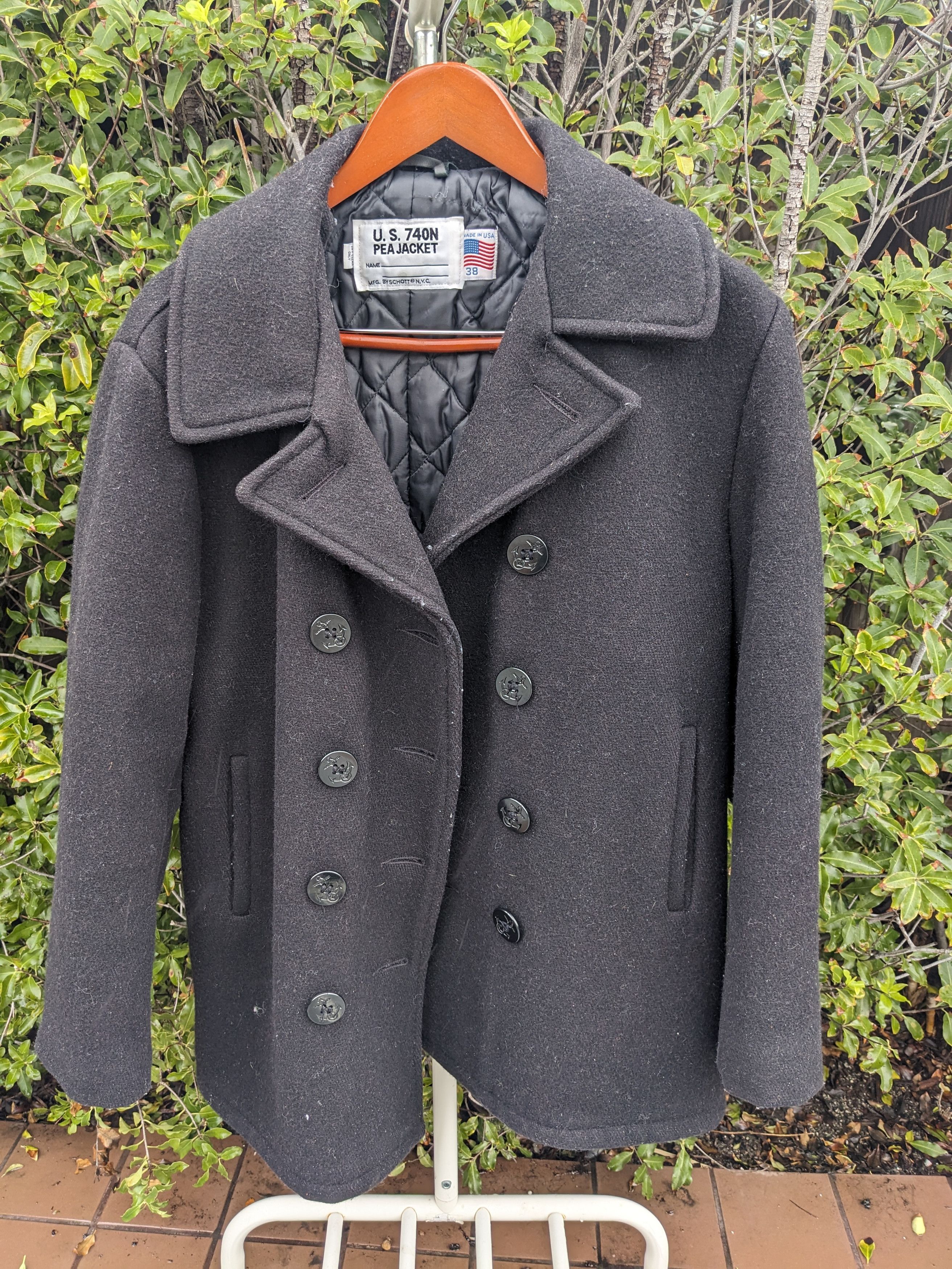 Schott U.S. 740N Pea Jacket 38 グレー　USA Schott NYC American Made Navy Peacoat