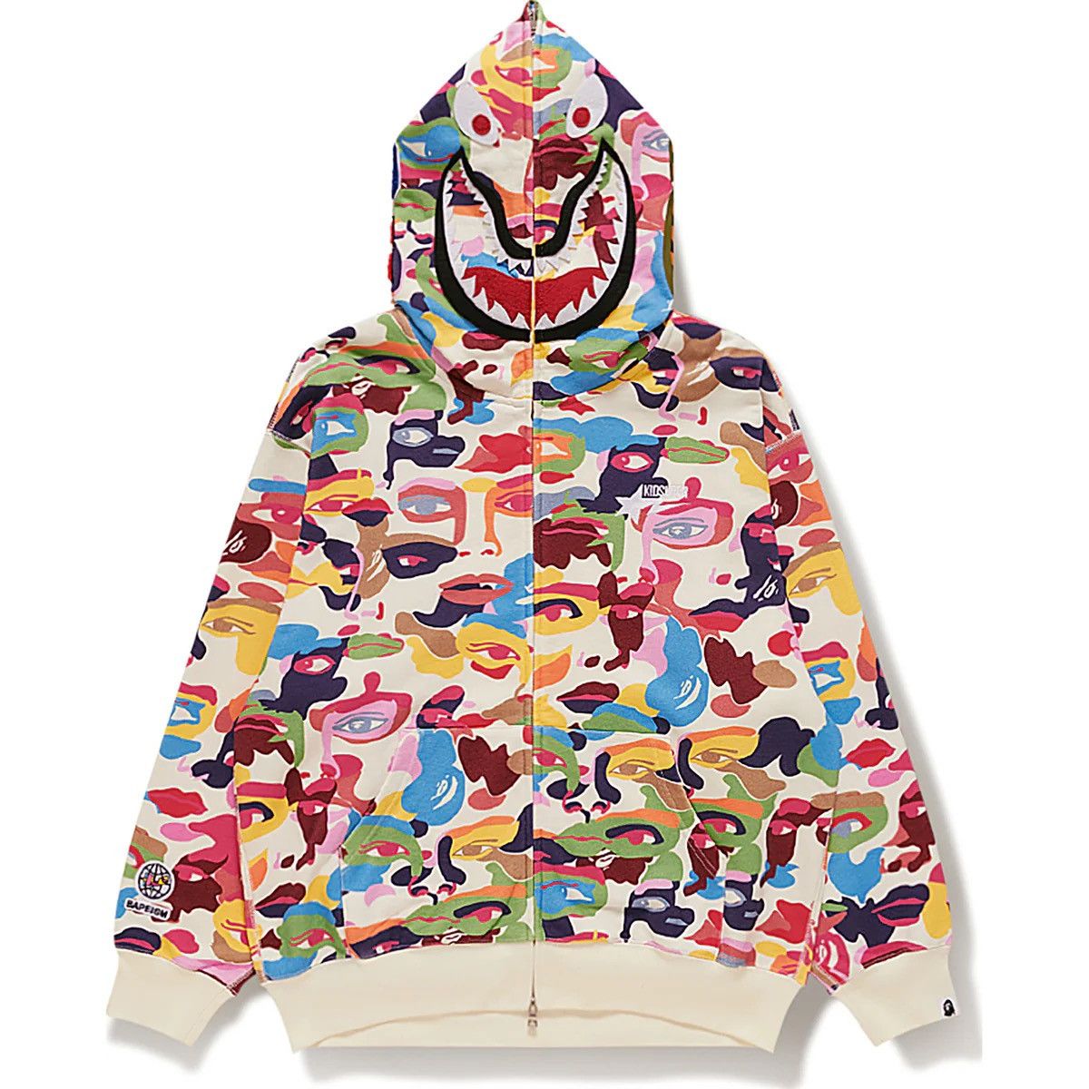 BAPE X KIDSUPER CAMO SHARK FULL ZIP HOODIE MENS