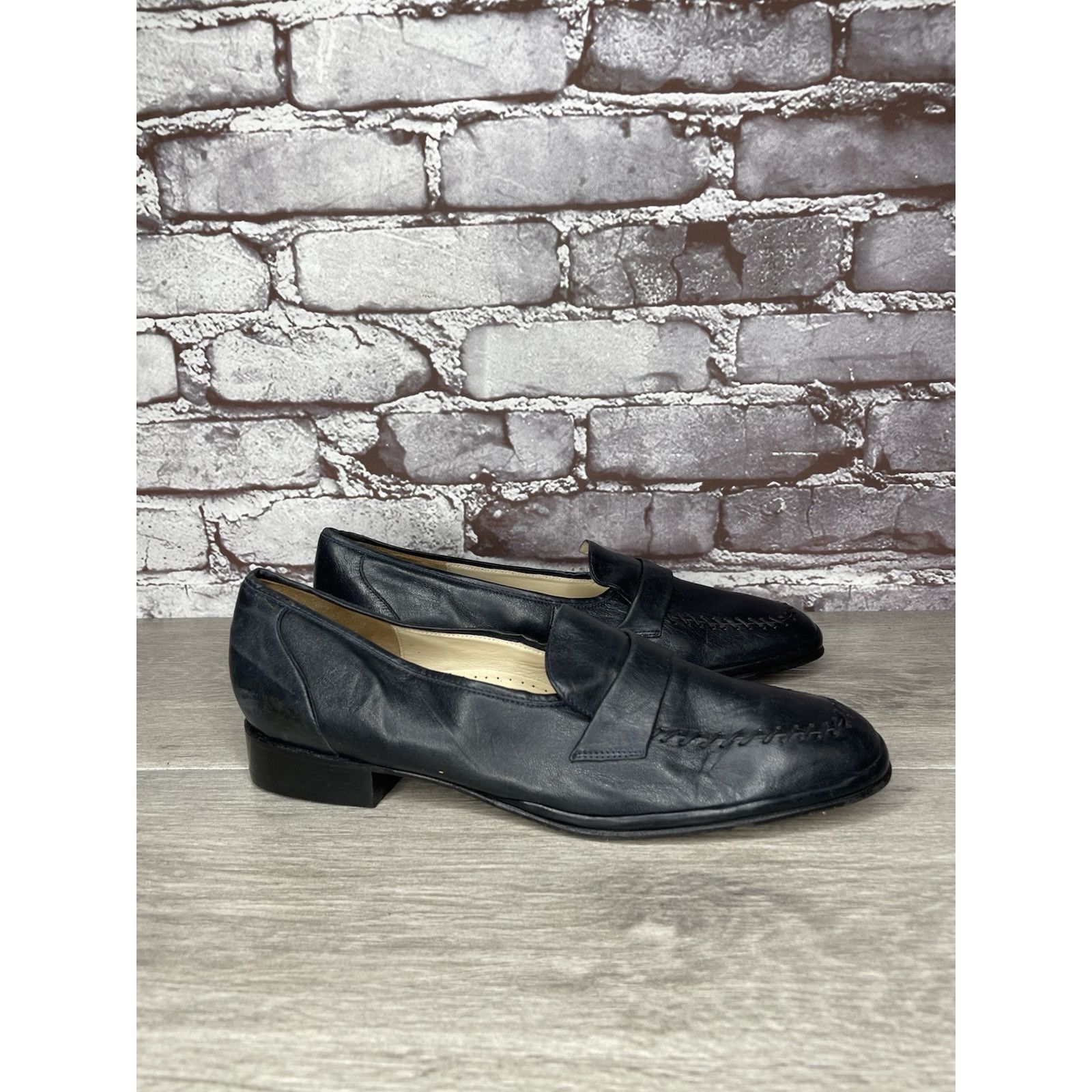 Barker Barker Flex Fine English Shoes Navy Blue Leather Loafers Wom Size US 7.5 / IT 37.5 - 3 Thumbnail