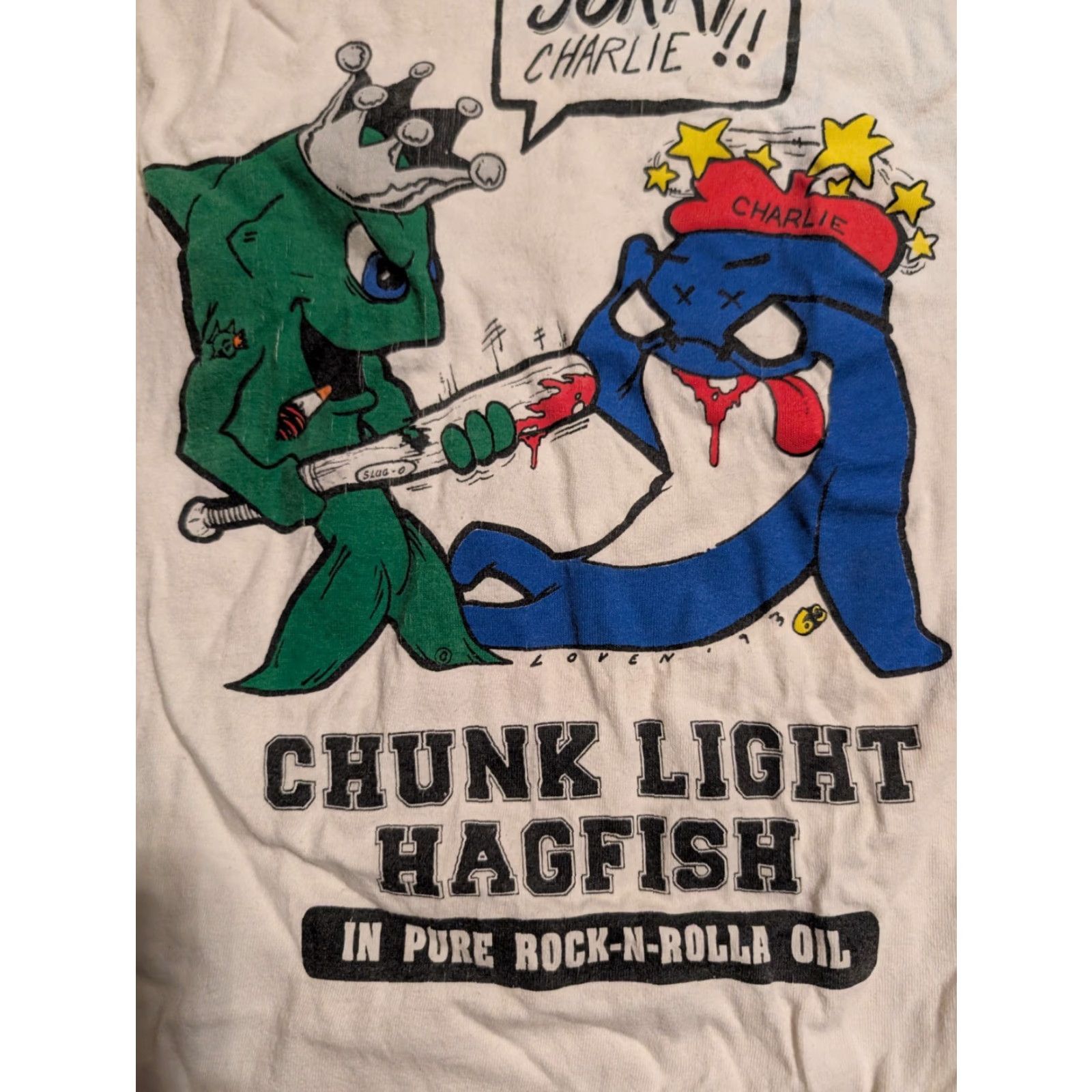 Vintage VINTAGE Giant Hagfish 1993 Chunk Light Tour Shirt XL White Short Sleeve Crew Neck T-Shirt Mens Grunge Rock 90s Limited Edition USA Size US XL / EU 56 / 4 - 2 Thumbnail