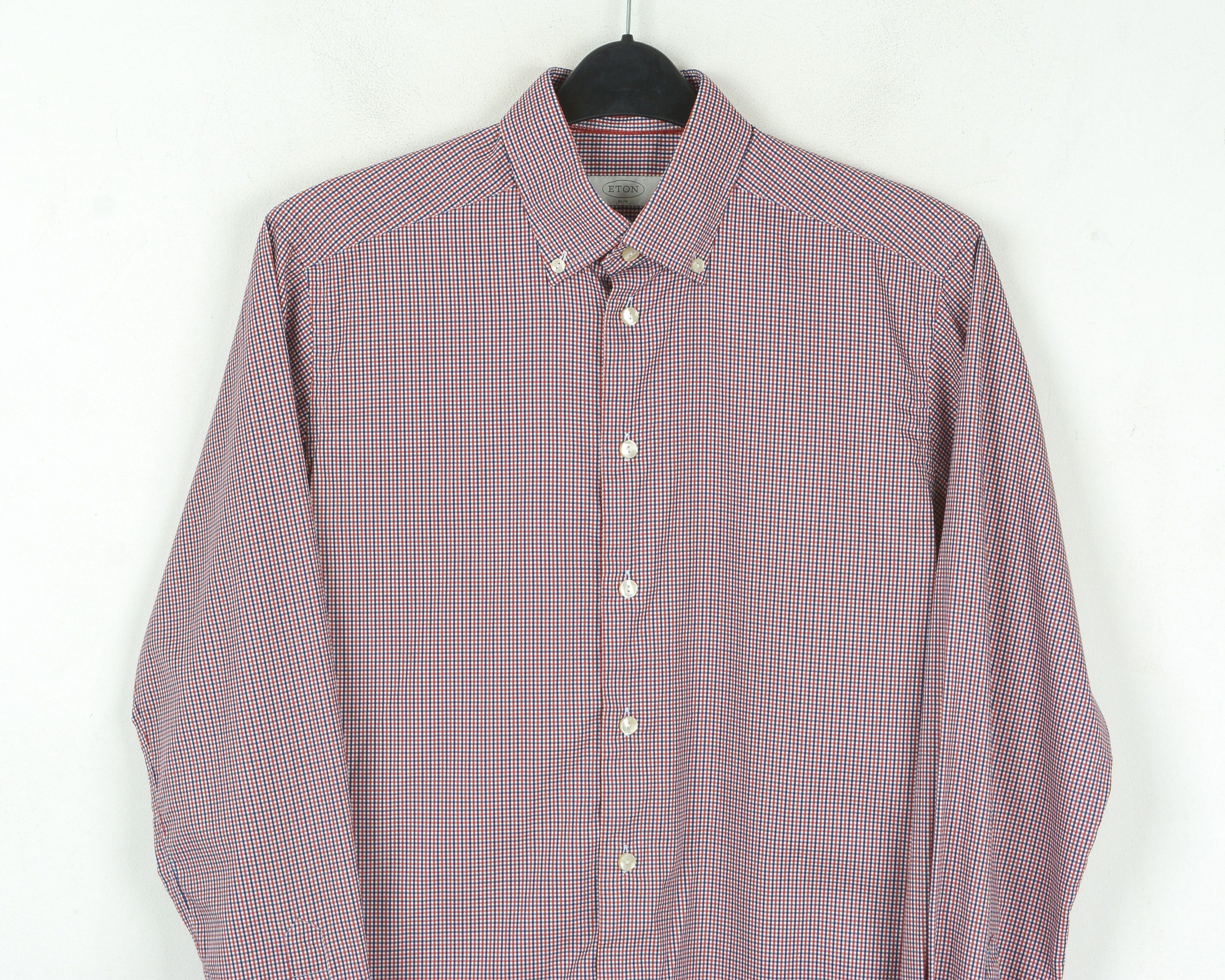 Eton 15 3/4" Slim Fit Single Cuffs Check Tartan Shirt Work Office Size US M / EU 48-50 / 2 - 2 Thumbnail