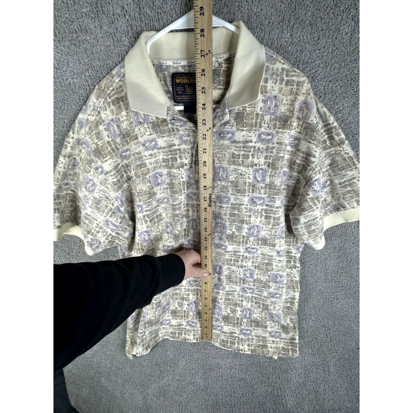 Vintage VINTAGE Woolrich Polo Shirt Mens XL Beige Purple Abstract Knit 90s Pattern Geometric Button Collar Size US XL / EU 56 / 4 - 7 Thumbnail