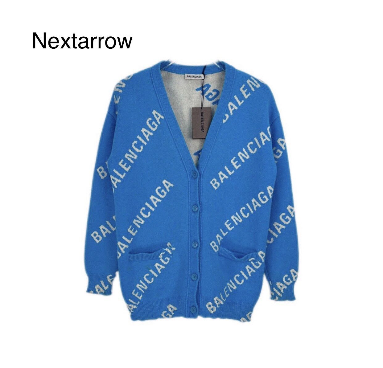 Balenciaga Balenciaga sky blue full classic logo knitted cardigan shirt Size US XS / EU 42 / 0 - 1 Thumbnail