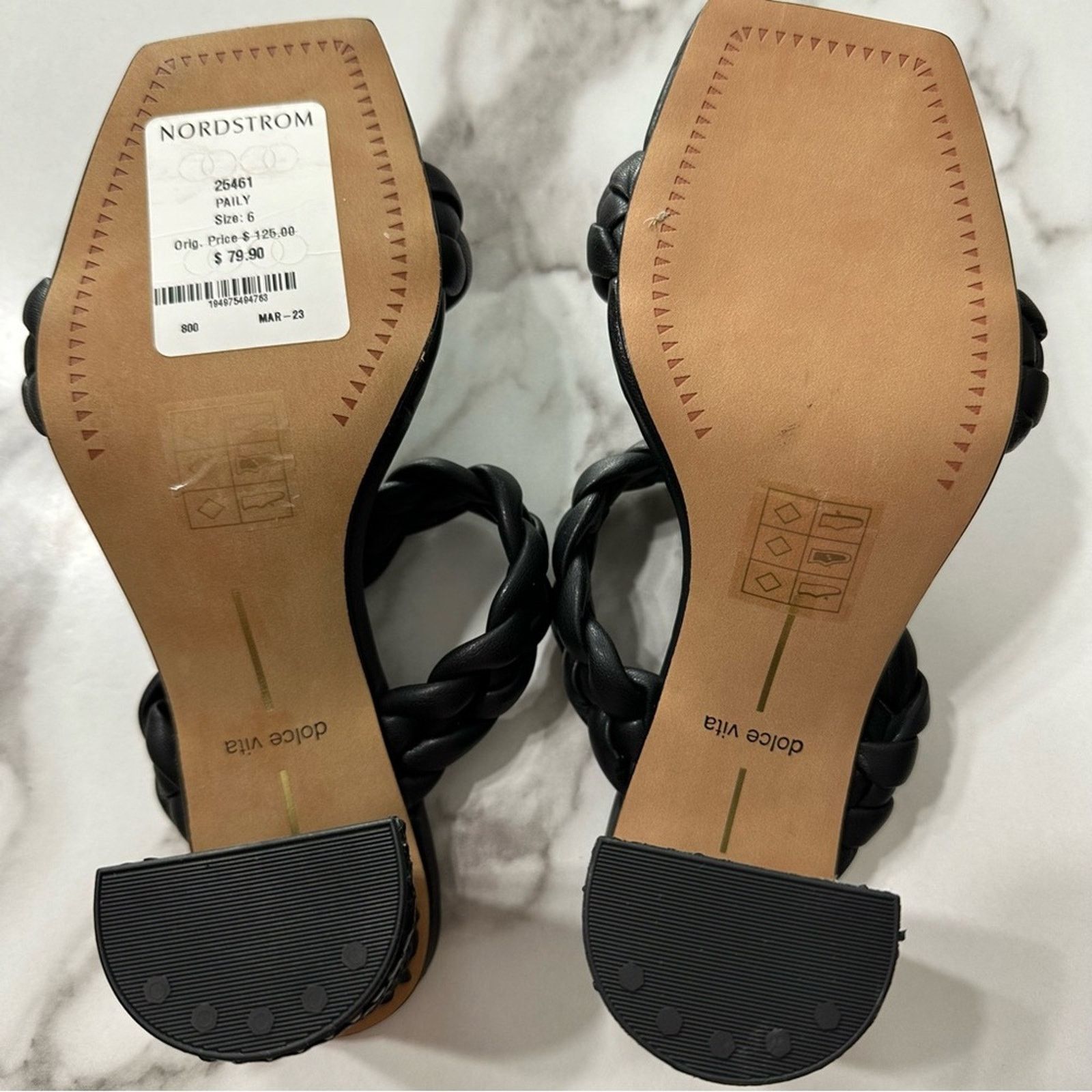 Dolce Vita DOLCE VITA Paily Braided Sandal Heels Sz 6 Black Vaca Party Size US 6.5 / IT 36.5 - 7 Thumbnail