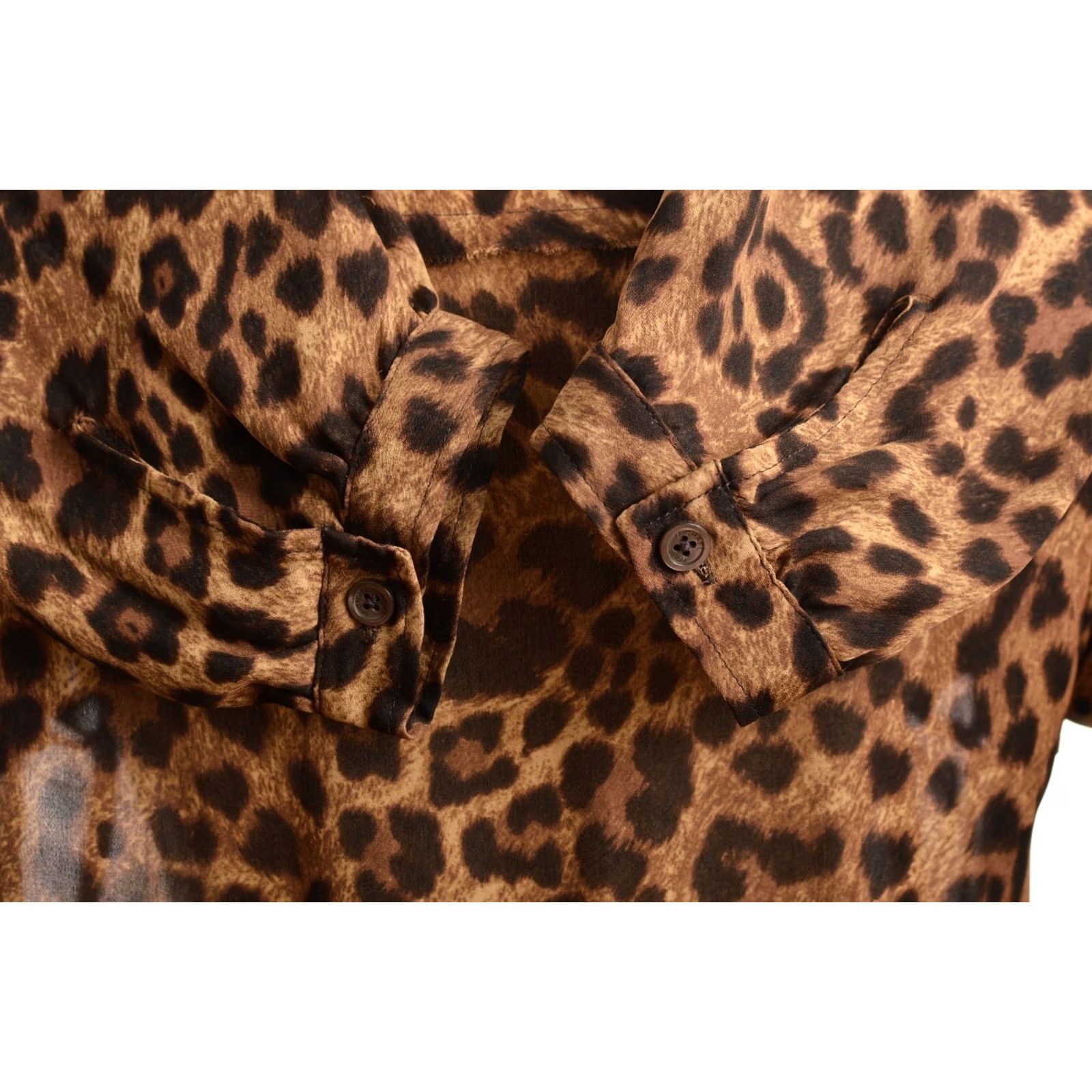 Michael Kors Michael Kors Animal Leo Leopard Print Silk Button Shirt Blouse L Womens Multicolor, Button-Up, 100% Silk, Regular Size L / US 10 / IT 46 - 4 Thumbnail