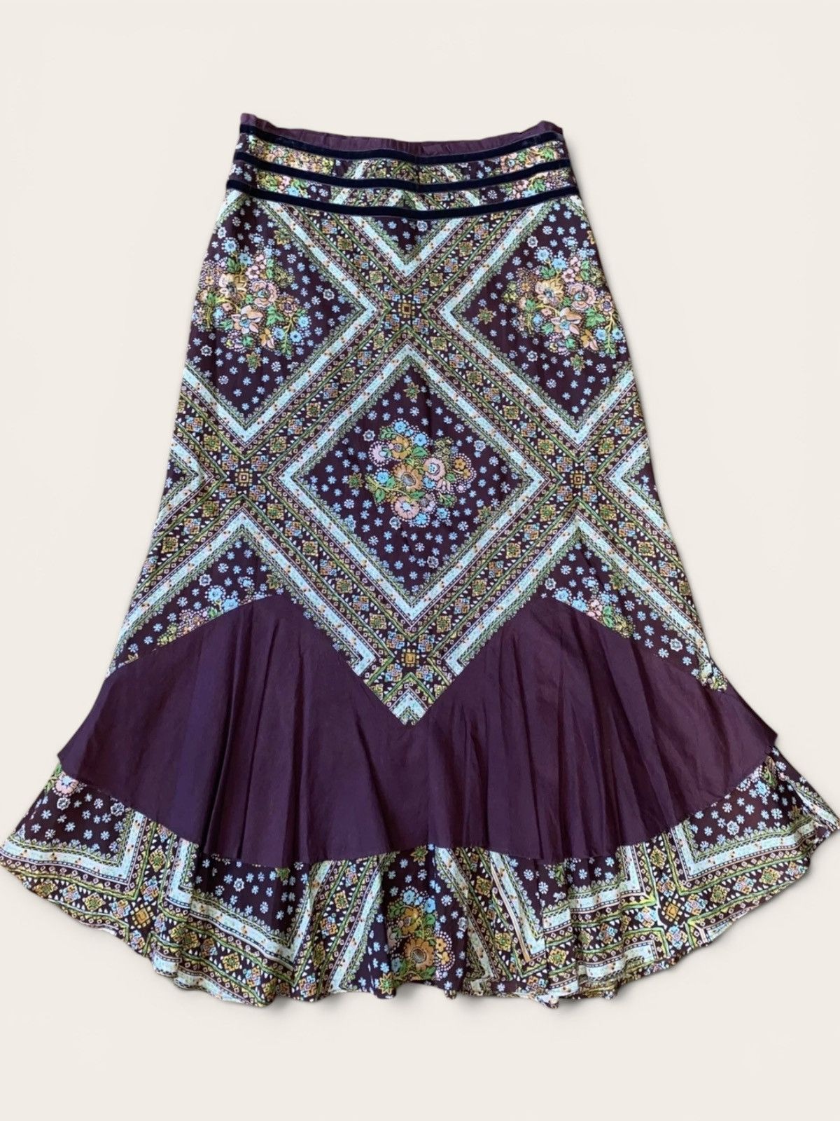 Free People Free People Rare Mixed Media Rare Vintage Boho Maxi Skirt Size 26" / US 2 / IT 38 - 1 Thumbnail