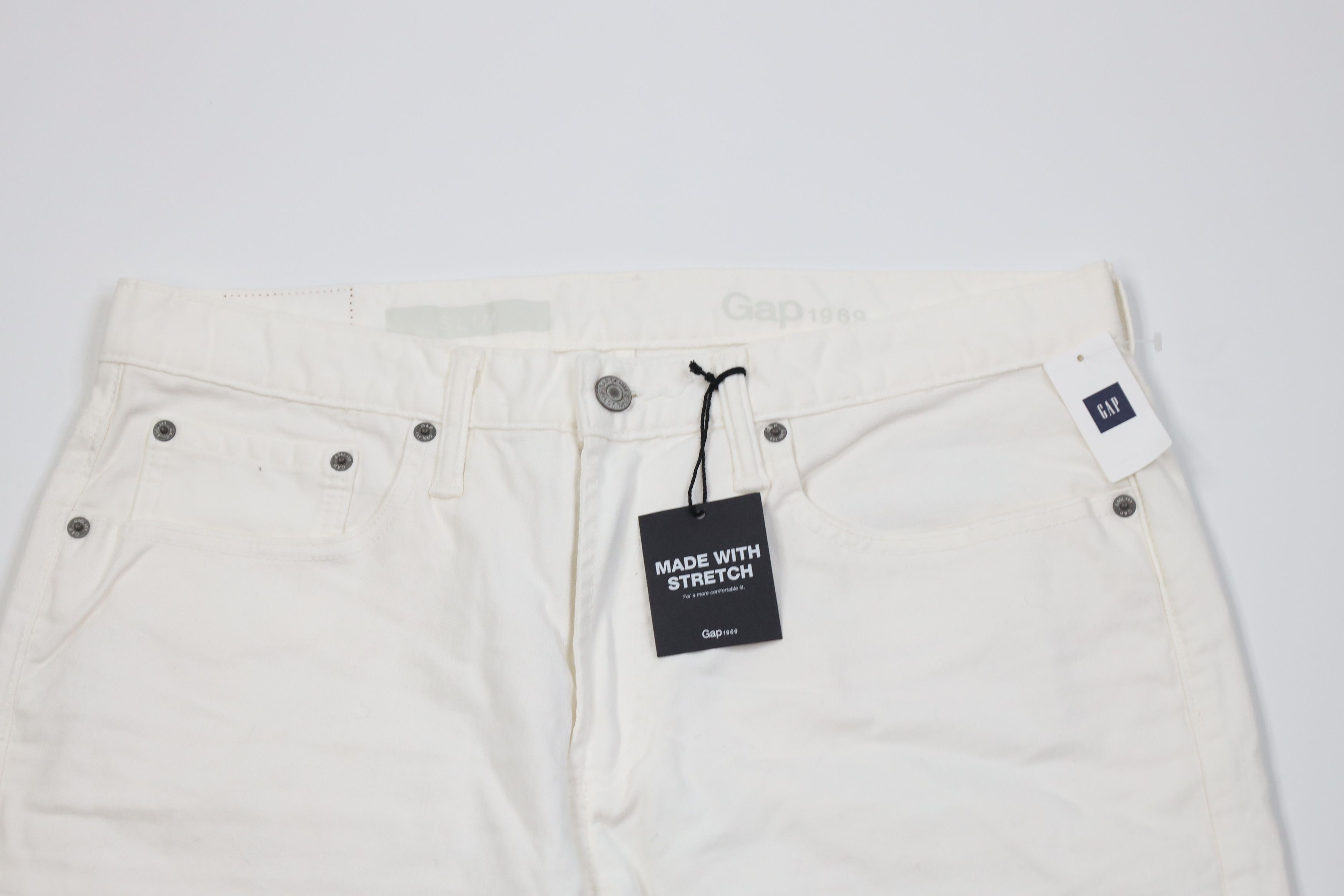 Gap Deadstock Vintage Y2K Gap Straight Leg Denim Jeans White Size US 33 - 2 Thumbnail