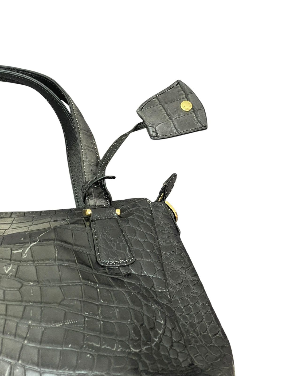 Genuine Leather Crocodile Embossed Patina Leather Jewels Hand Bag 1🟩4 Size ONE SIZE - 9 Thumbnail