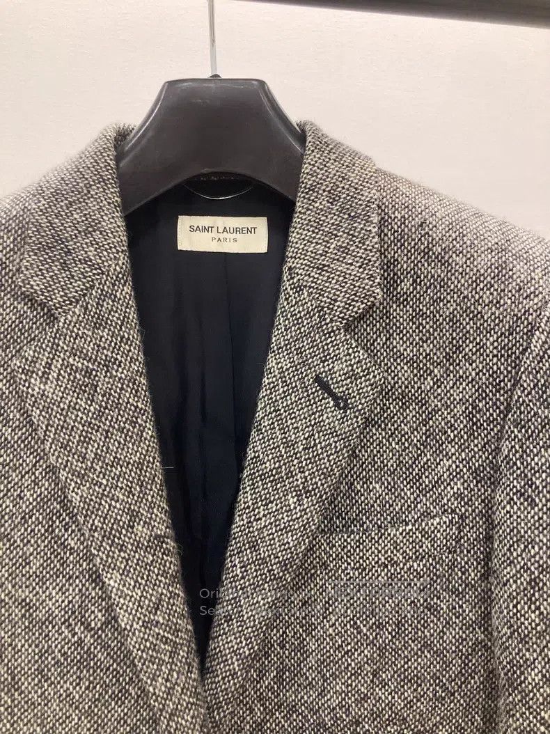 Saint Laurent Paris Saint Laurent Paris Leather patched wool suit jacket Size US S / EU 44-46 / 1 - 4 Thumbnail