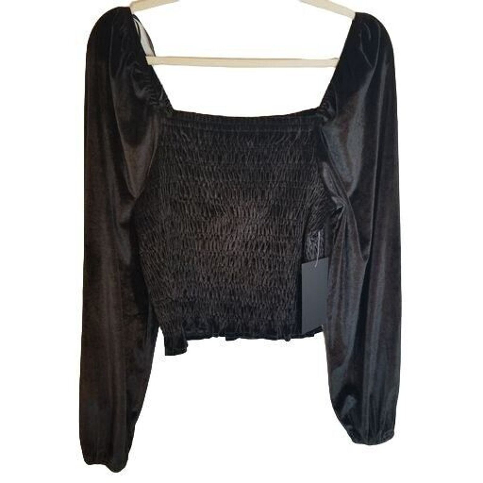 Babylon Bagatelle Womens Velvet Smocked Top Whimsygoth Fairy Grunge Size L / US 10 / IT 46 - 1 Thumbnail