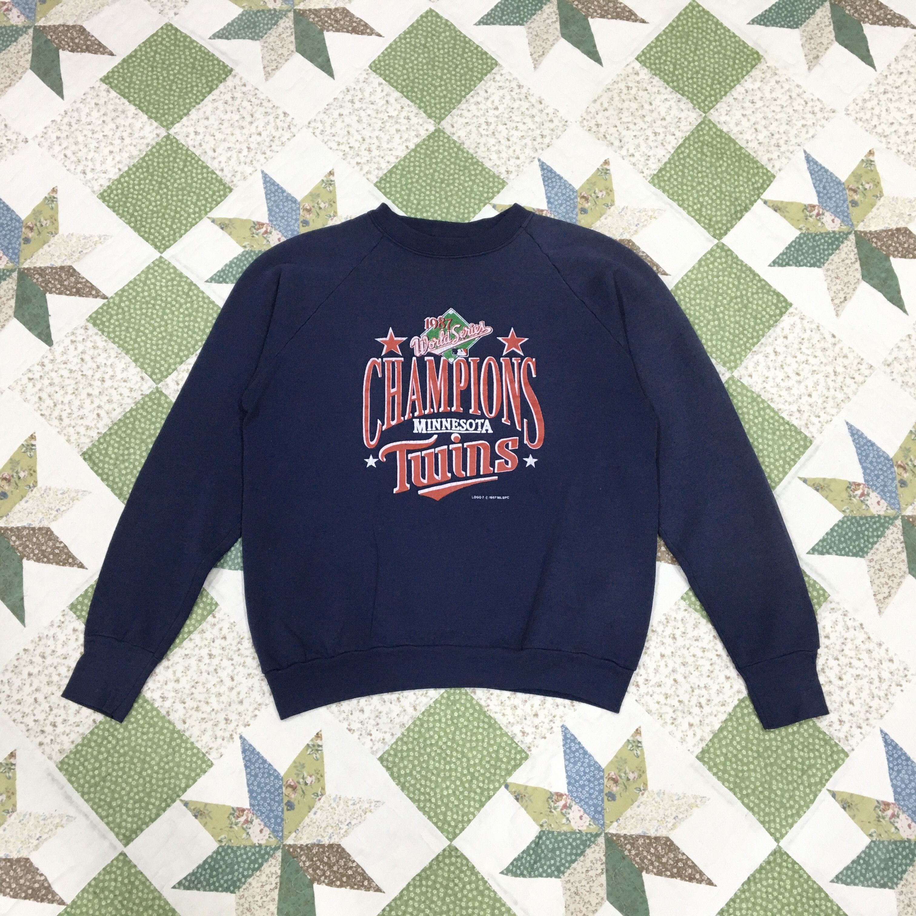 image of American College x Fruit Of The Loom Vintage Minnesota Twins World Series Sweatshirts in Navy, Wome