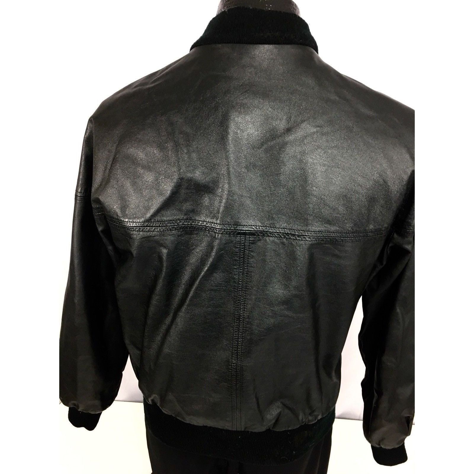 Essentials Vtg Essentials Black Leather CAFE RACER Motorcycle Jacket Size US L / EU 52-54 / 3 - 6 Thumbnail