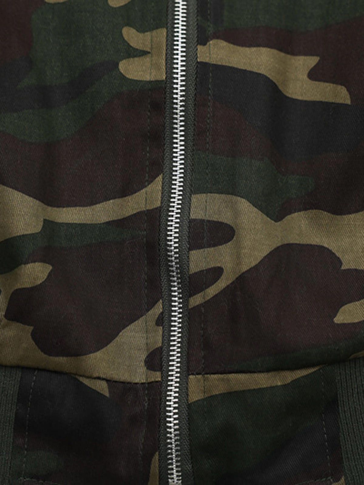 Japanese Brand Camouflage Fur Hooded Bomber Jacket, Camo Winter Coat Size M / US 6-8 / IT 42-44 - 4 Thumbnail