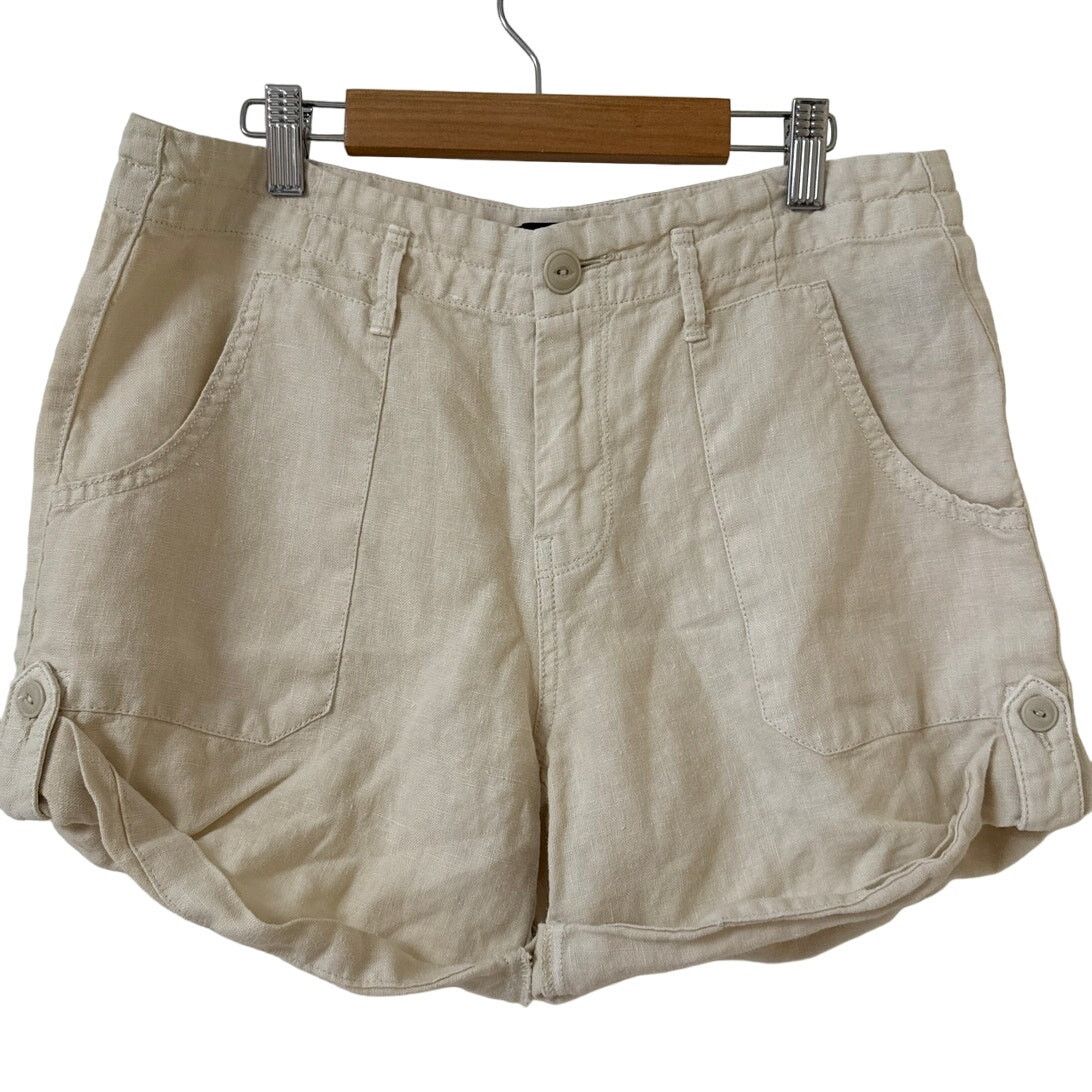 Sanctuary Sanctuary Linen Shorts, Size 27 Beige Roll Hem Slip Pockets Size 27" / US 4 / IT 40 - 1 Thumbnail