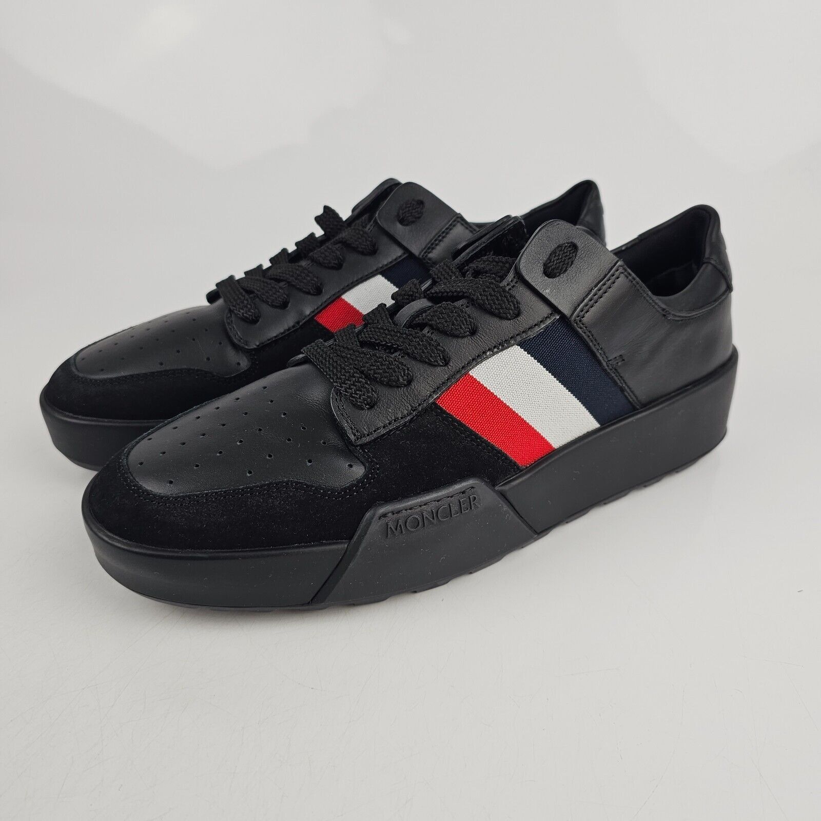 Moncler Promyx Black Leather Low Top Sneakers New Size 42